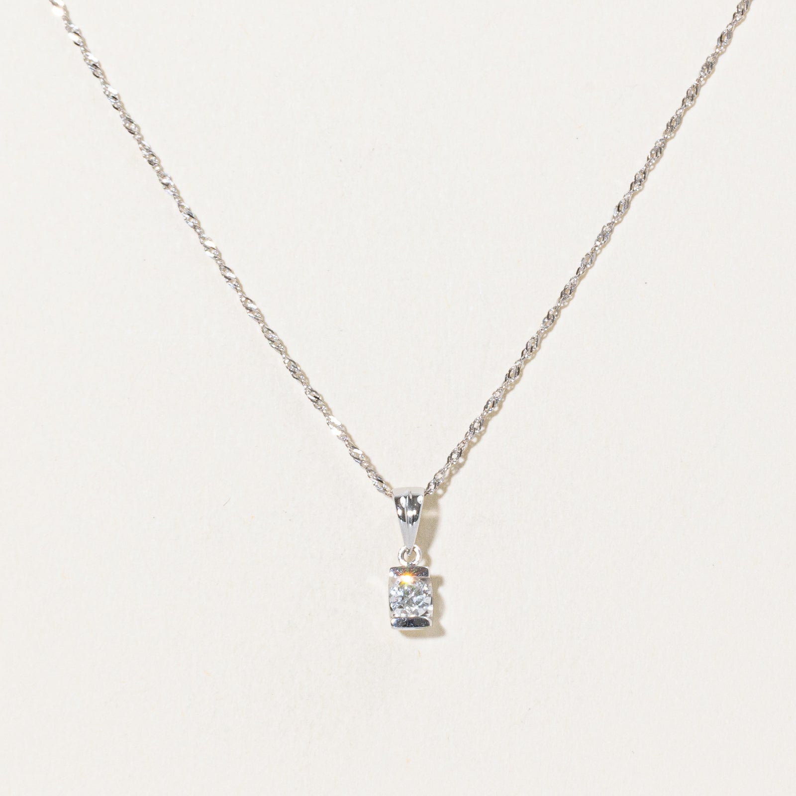 Solitaire Diamond Pendant & Necklace | 0.16ct | 17.5"