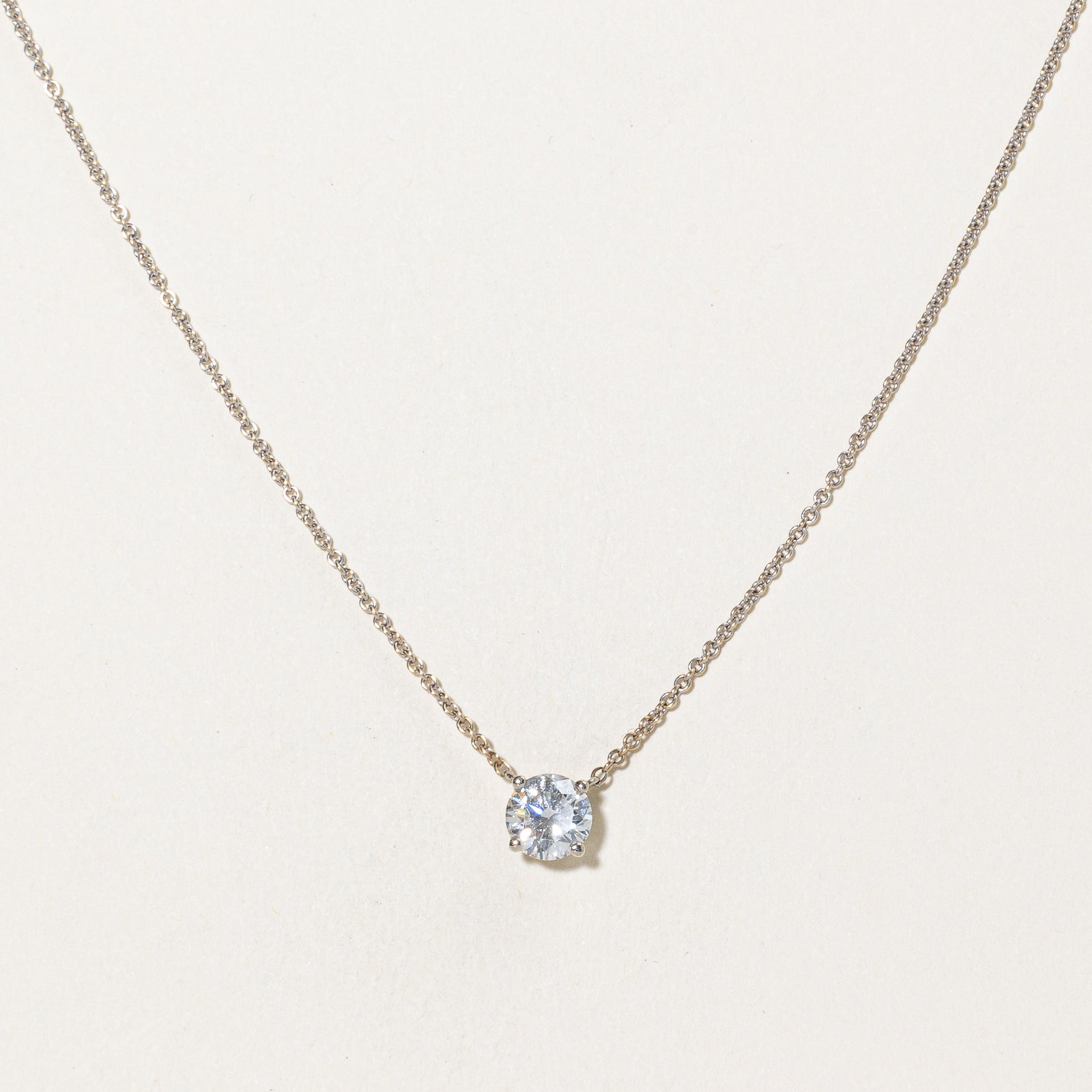 18k Solitaire Diamond Necklace | 0.98ct | 19"