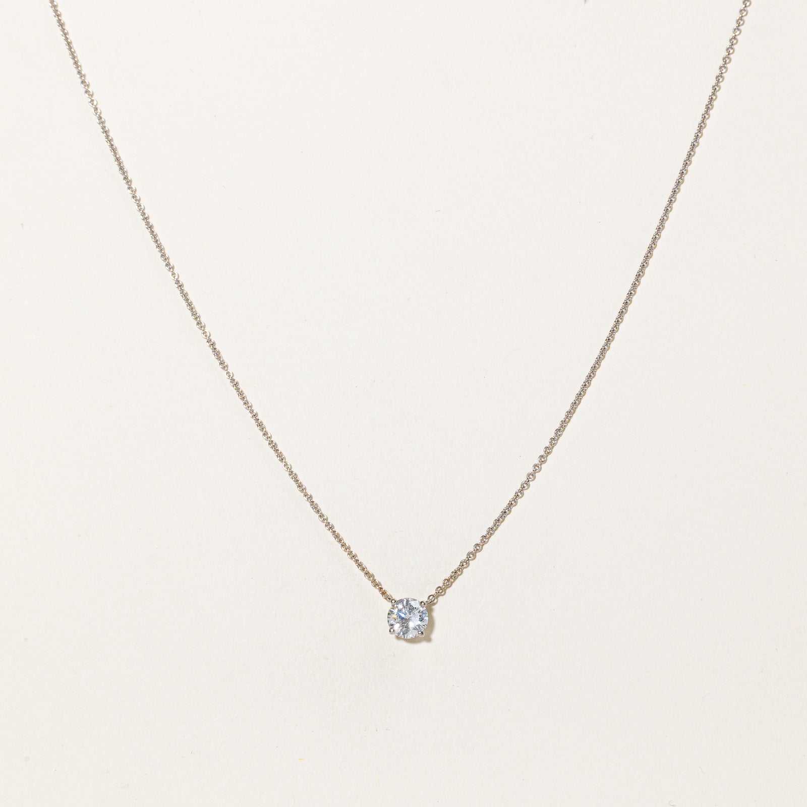 18k Solitaire Diamond Necklace | 0.98ct | 19"