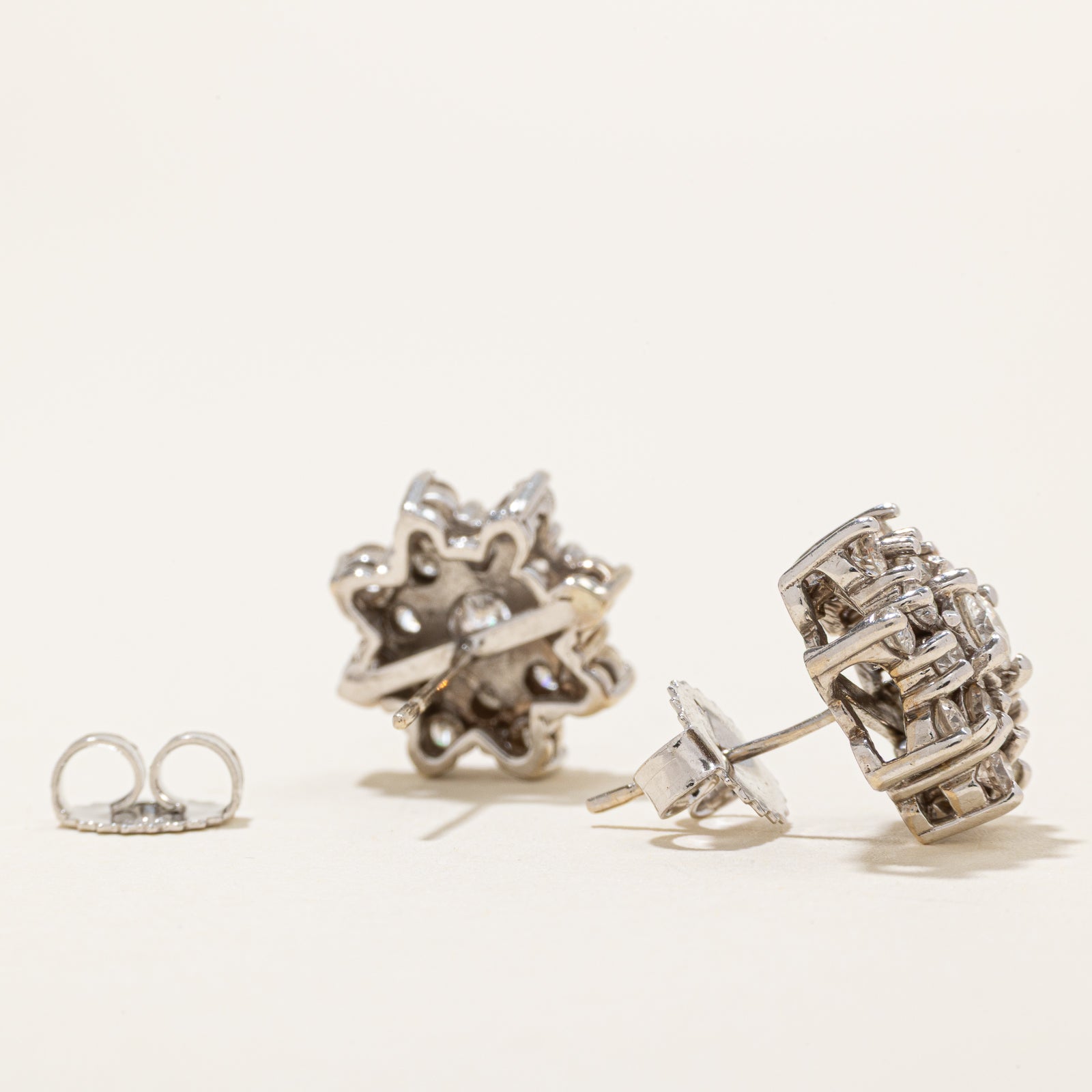 Diamond Cluster Petal Stud Earrings | 1.20ctw