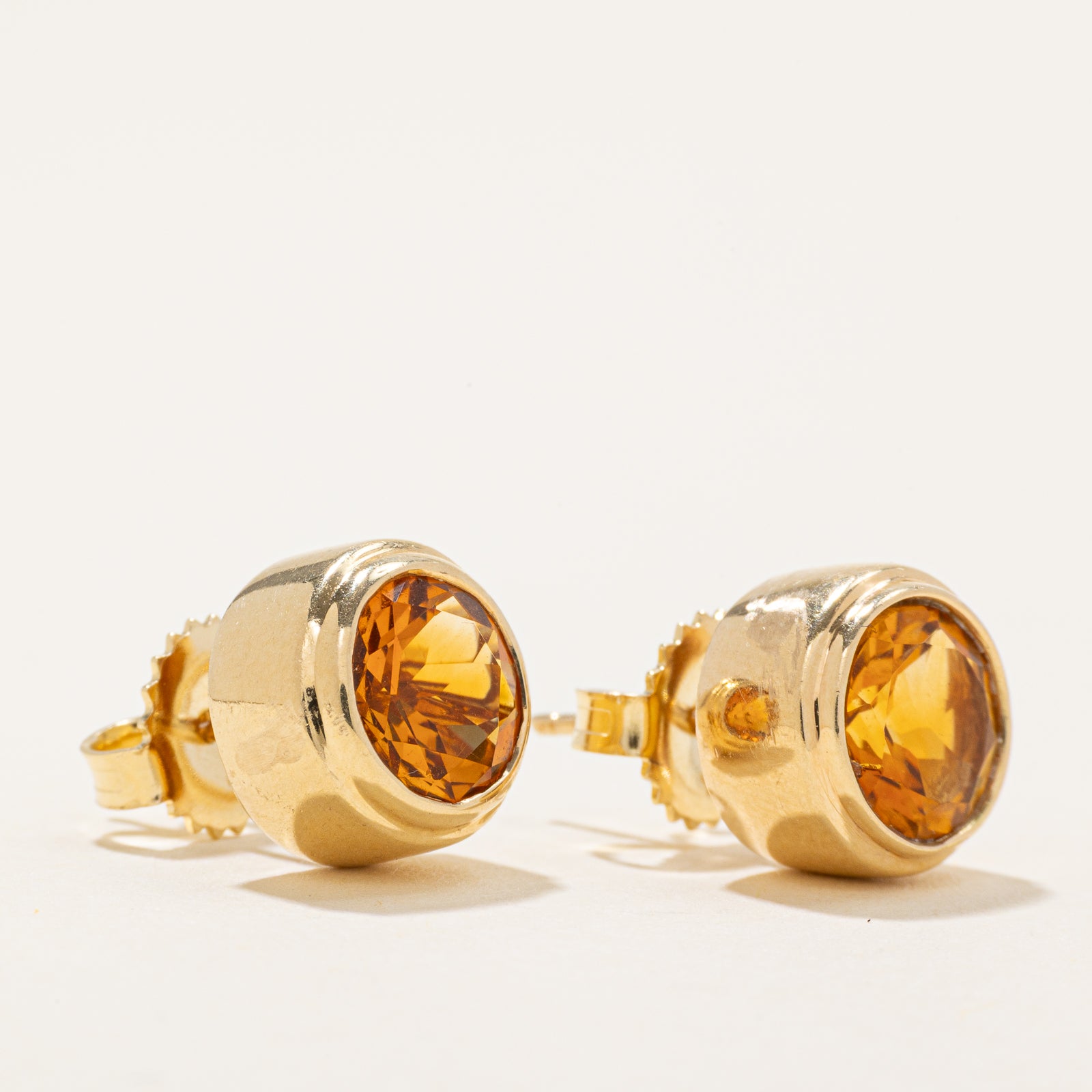 Bezel Set Citrine Stud Earrings | 1.60ctw