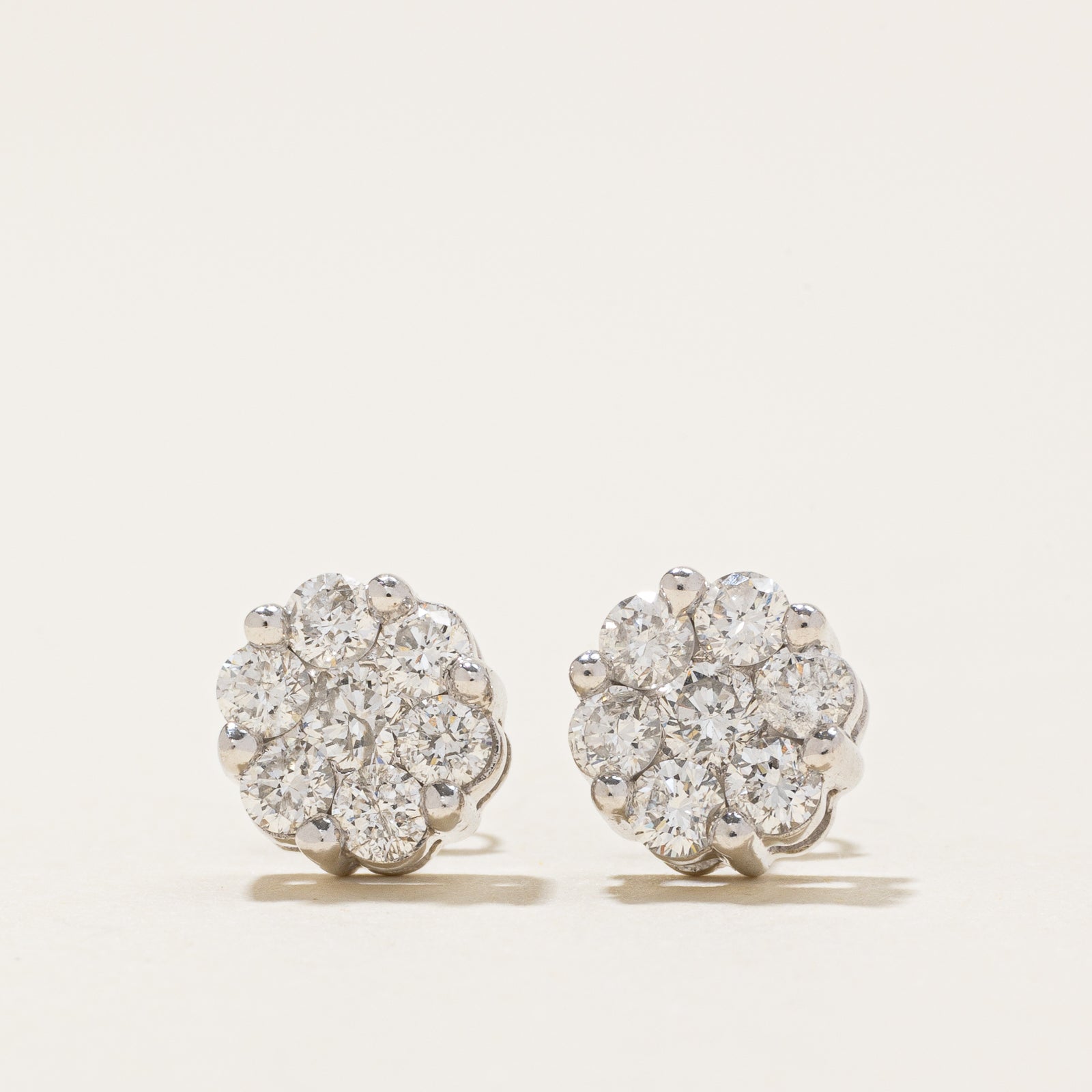 Diamond Cluster Stud Earrings | 1.00ctw