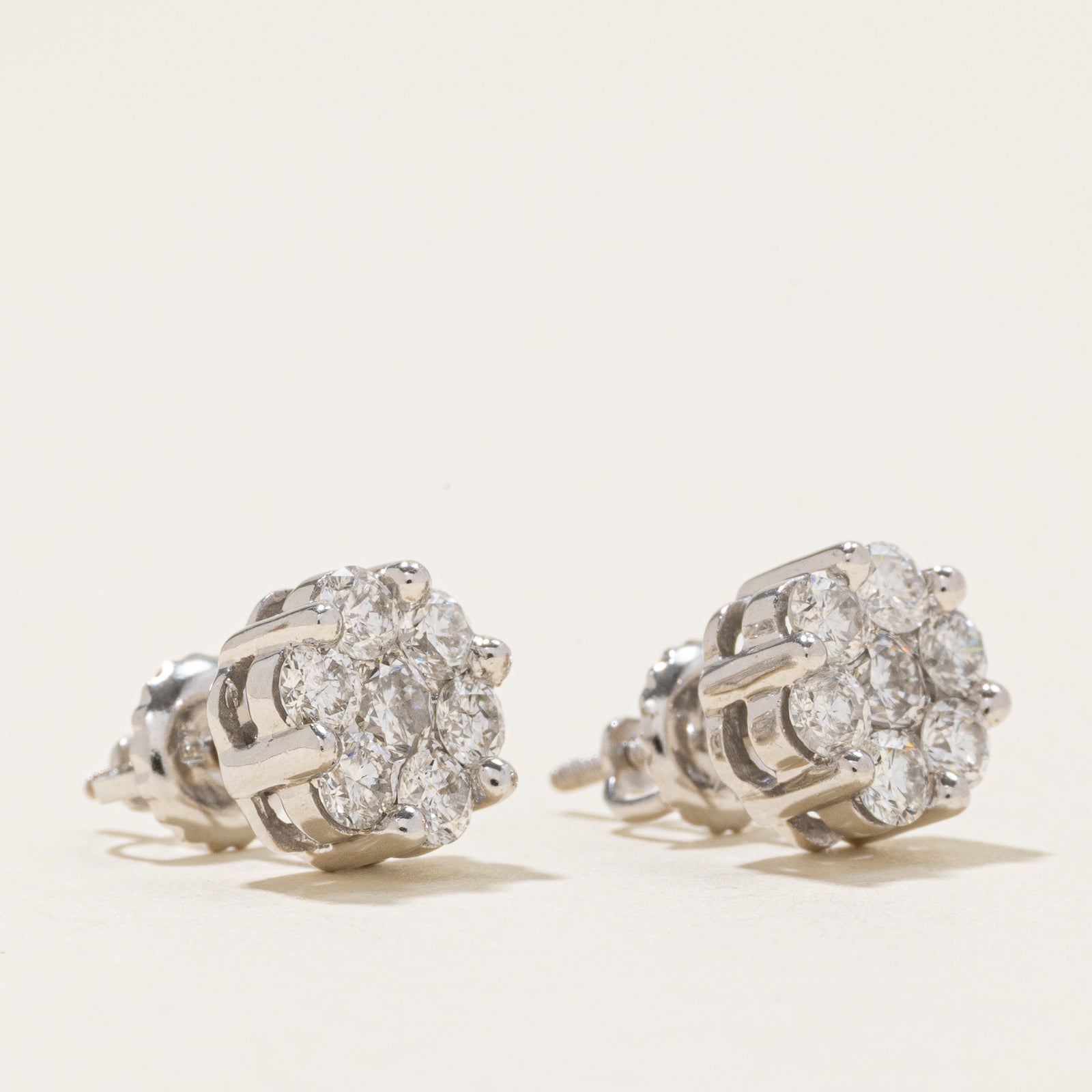 Diamond Cluster Stud Earrings | 1.00ctw