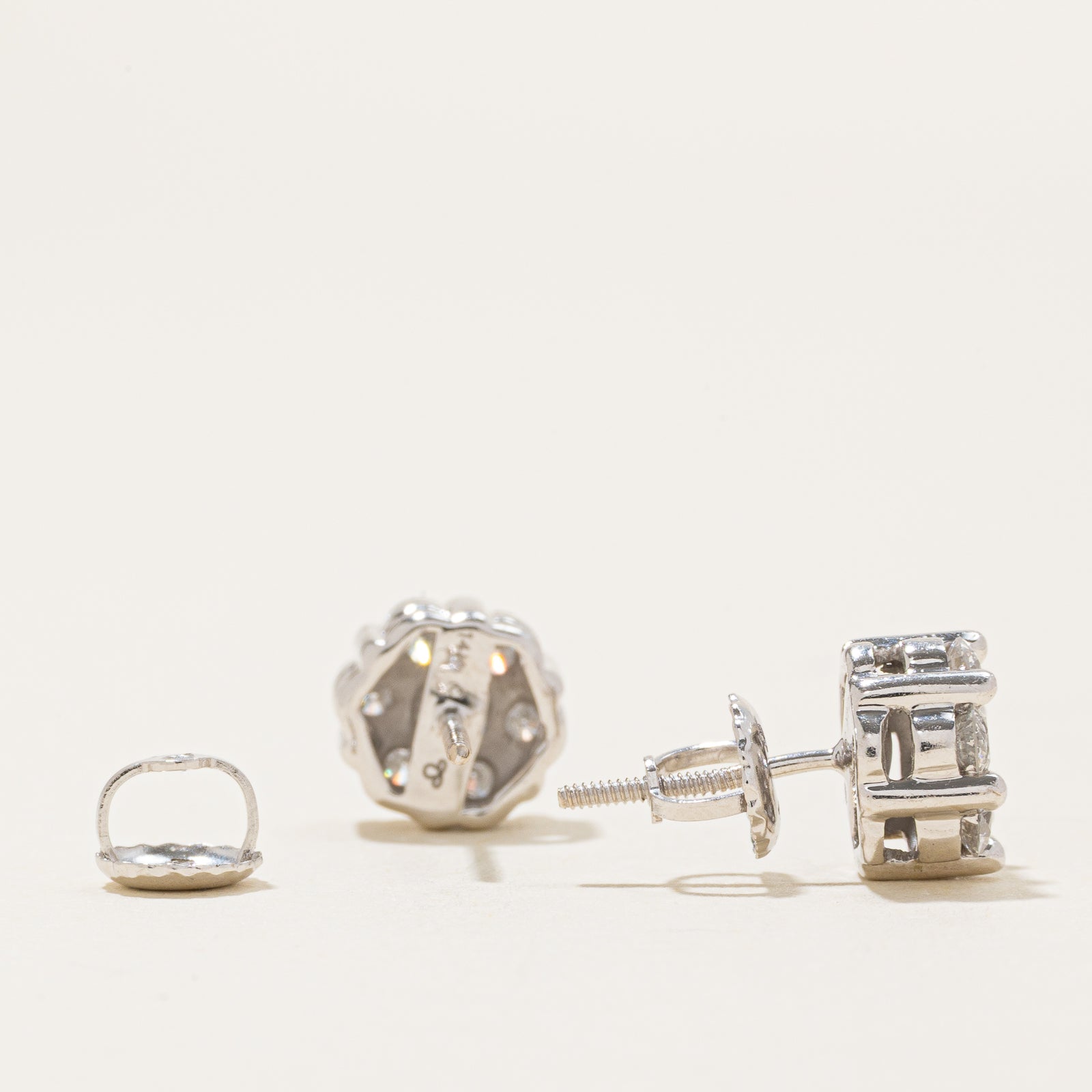 Diamond Cluster Stud Earrings | 1.00ctw