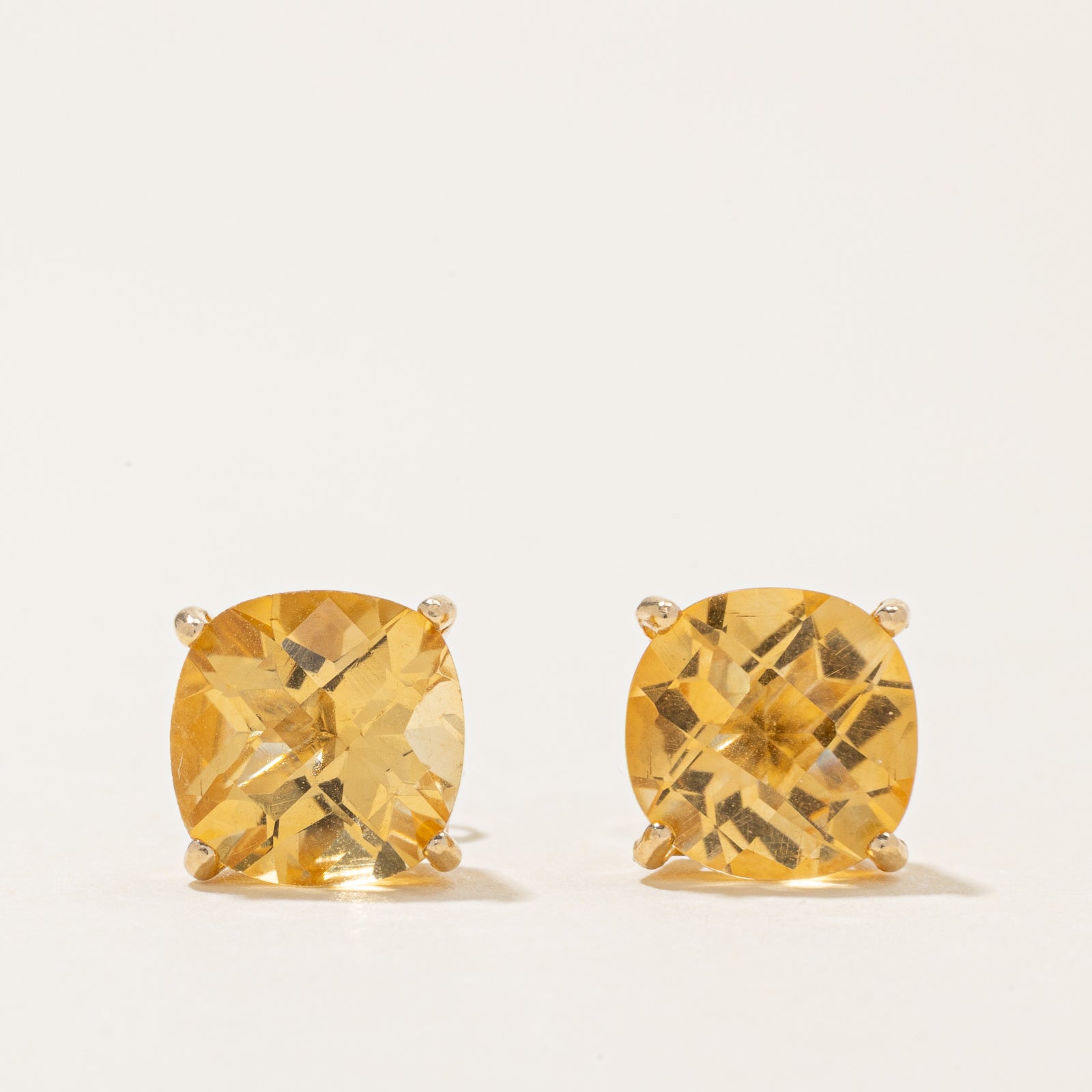 Checkerboard Cut Citrine Stud Earrings | 3.00ctw