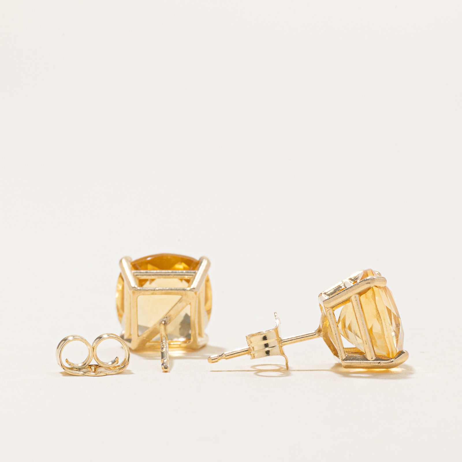 Checkerboard Cut Citrine Stud Earrings | 3.00ctw