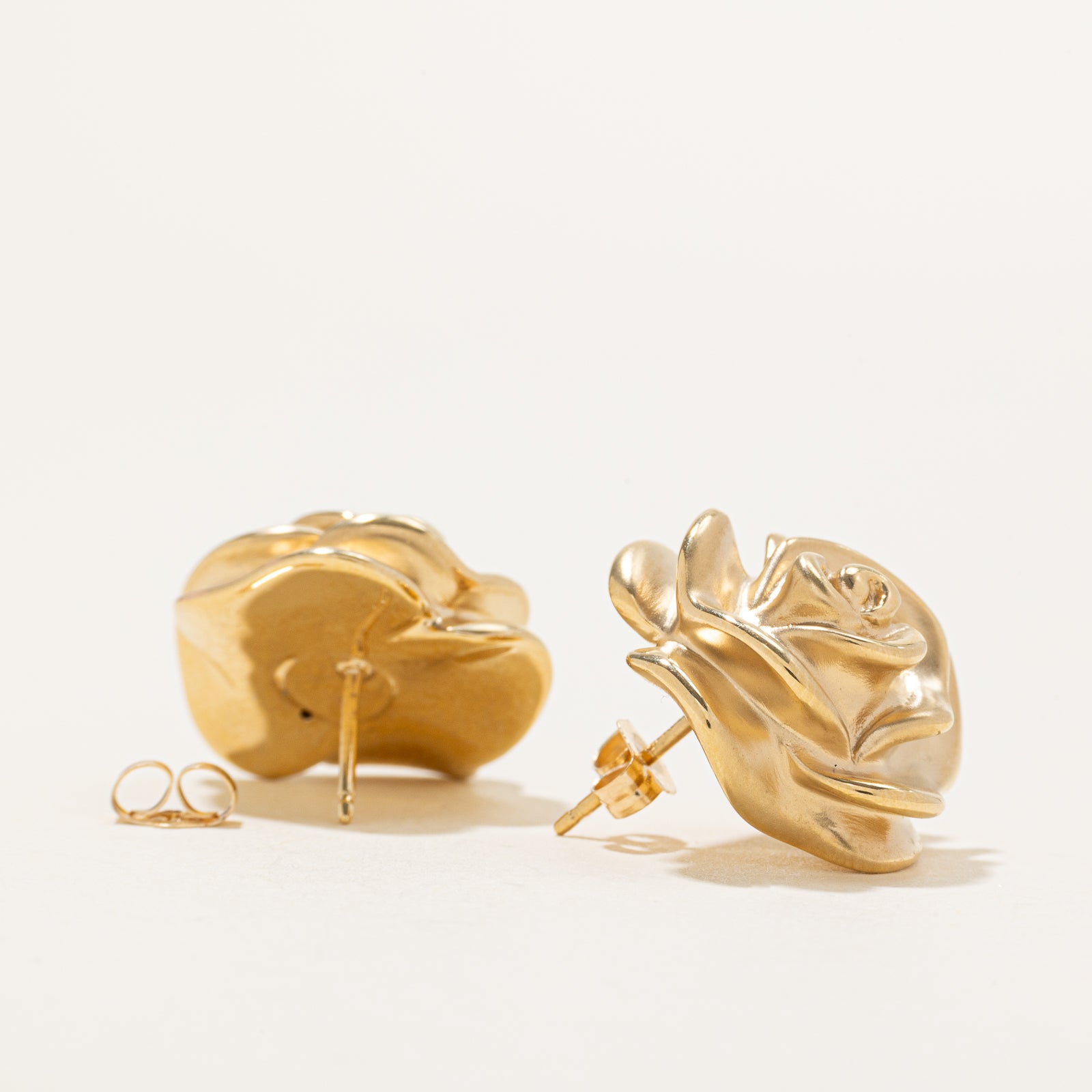 14k Yellow Gold Rose Stud Earrings