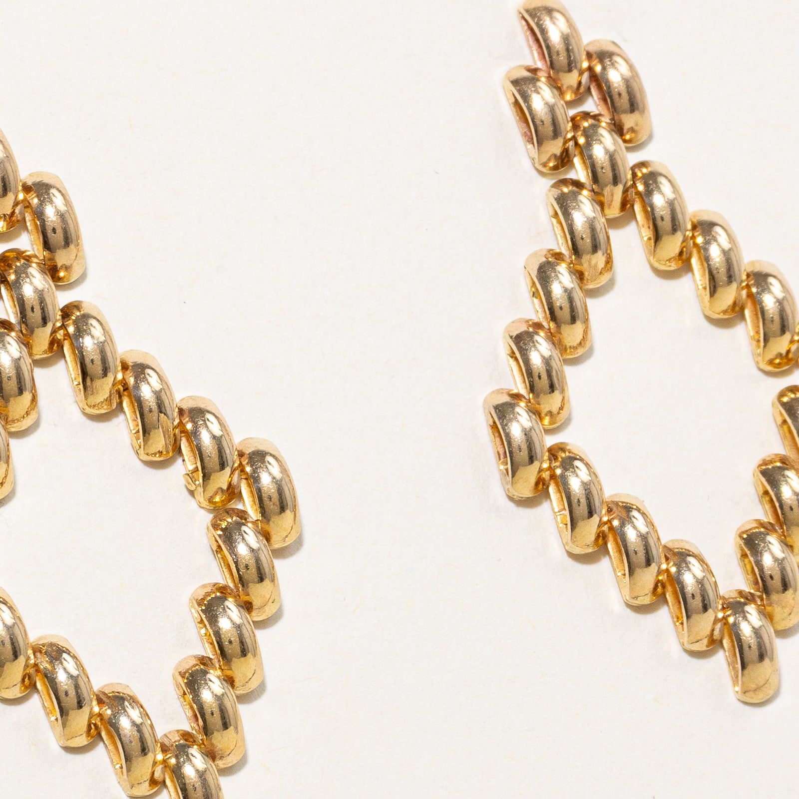 14k Yellow Gold Rhombus Drop Earrings