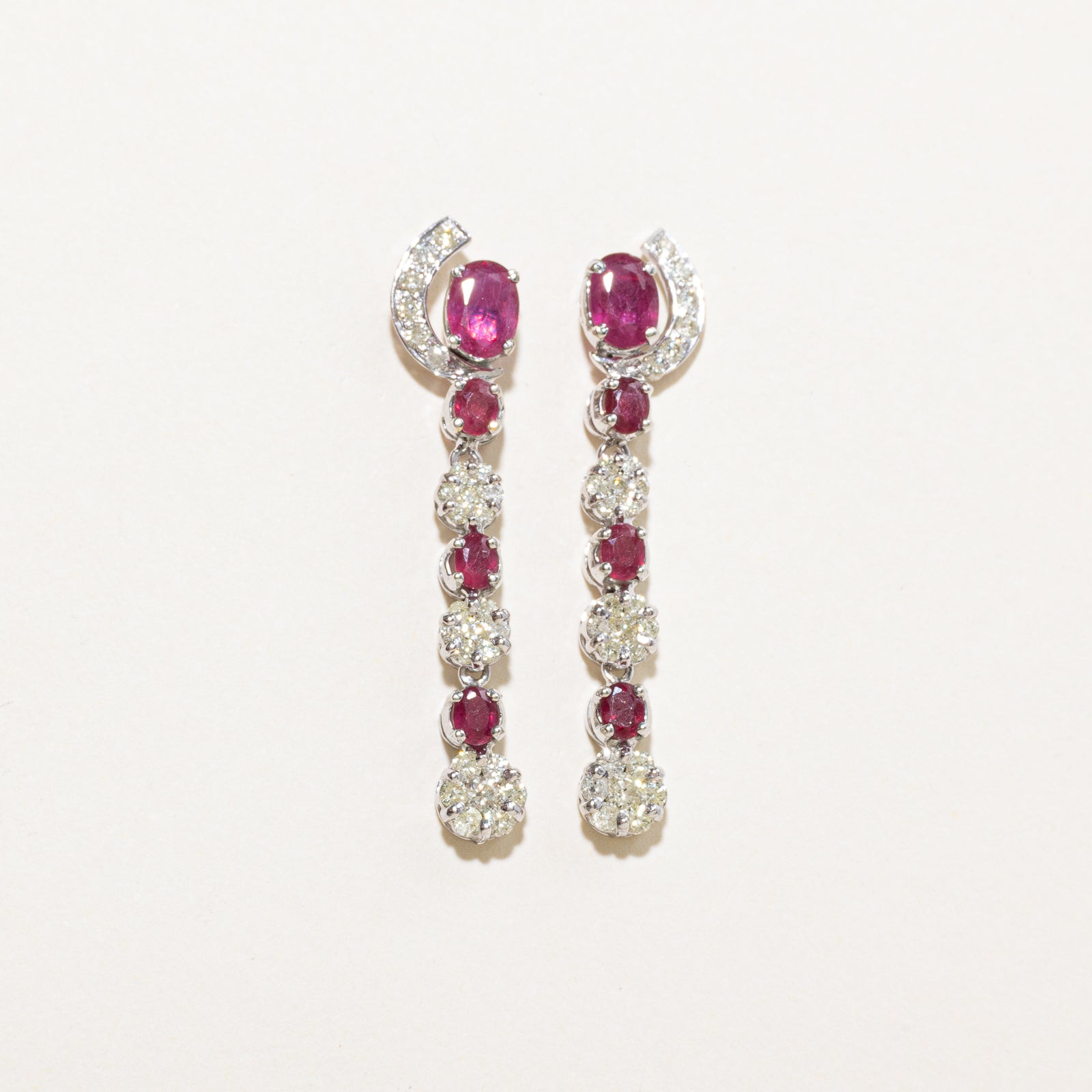 Ruby & Diamond Drop Earrings | 2.00ctw, 0.50ctw |