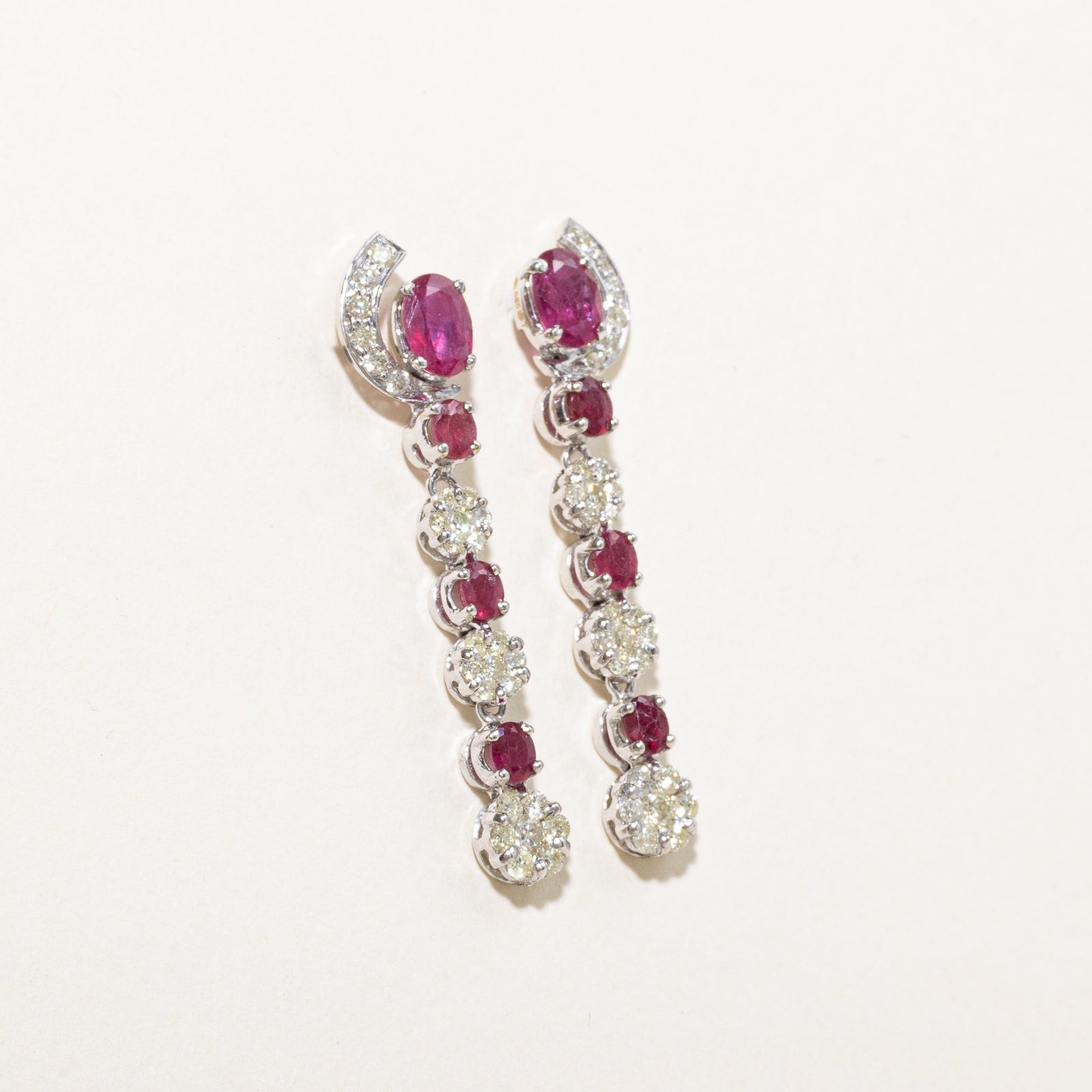 Ruby & Diamond Drop Earrings | 2.00ctw, 0.50ctw |