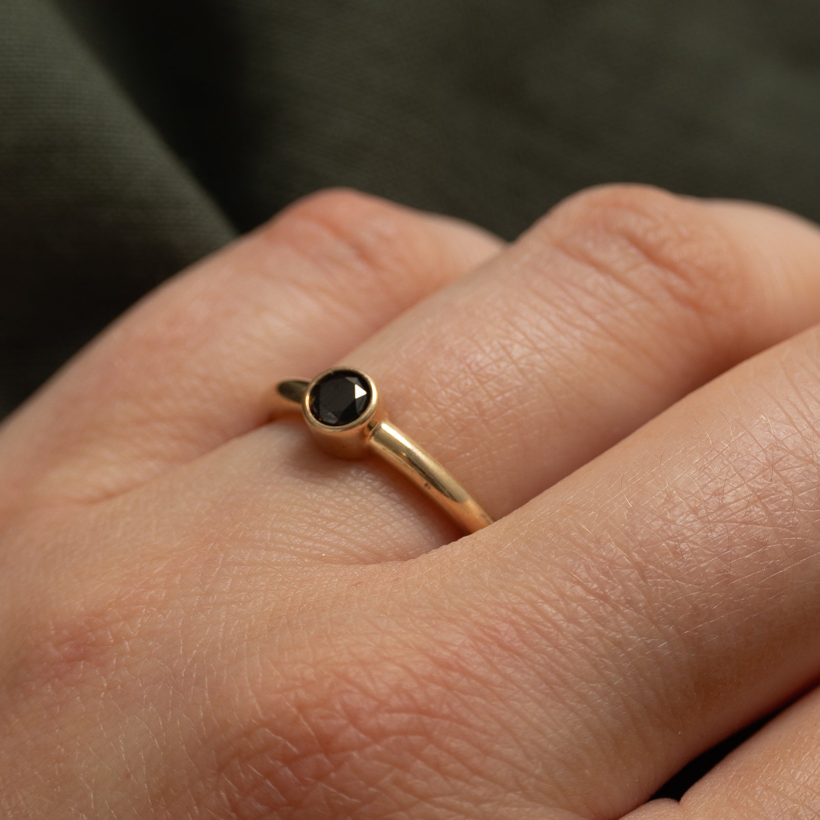 Bezel Set Black Diamond Ring | SZ 6.5