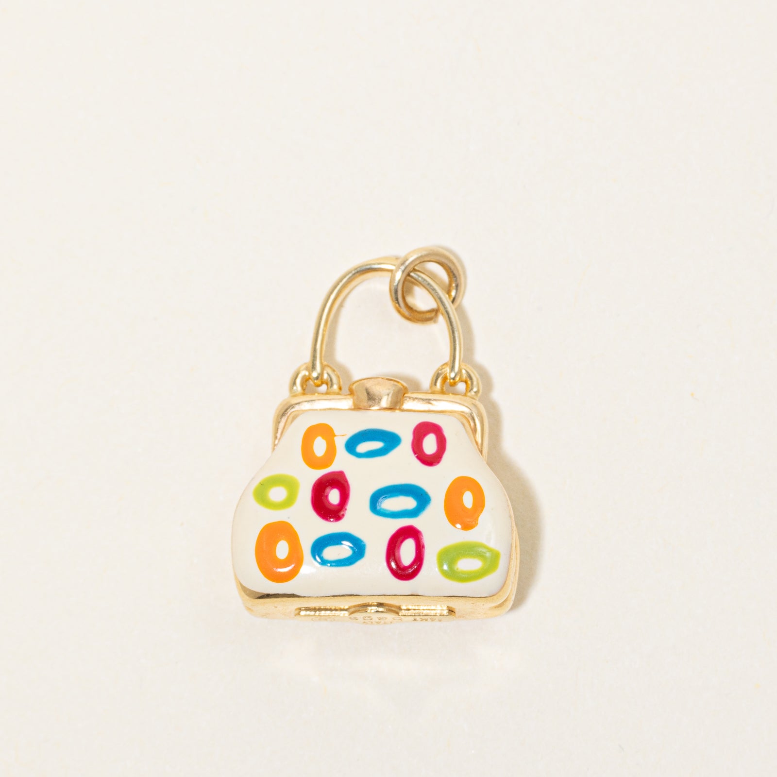 14k Yellow Gold Enamel Purse Charm