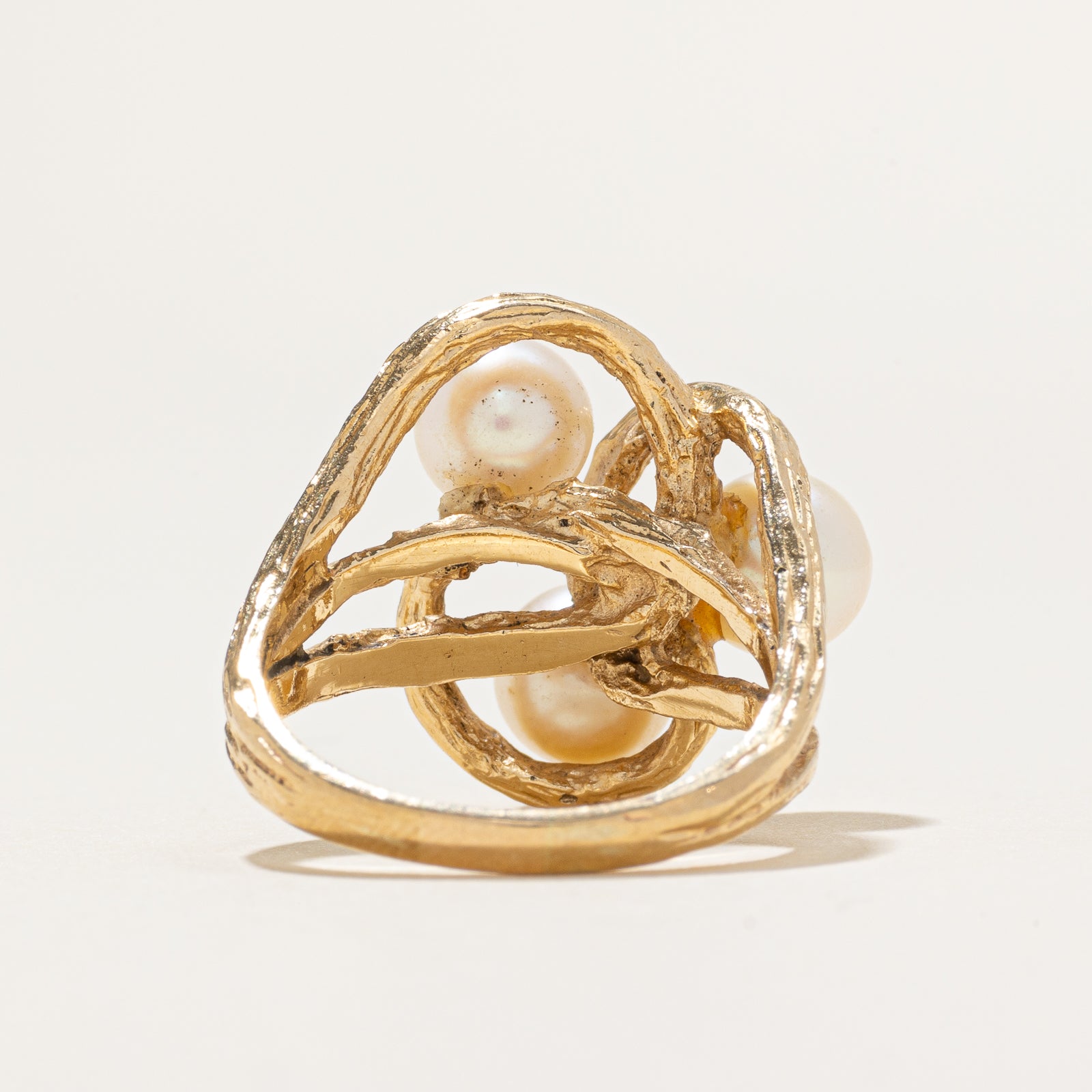 Three Stone Pearl Cocktail Ring | SZ 5.75