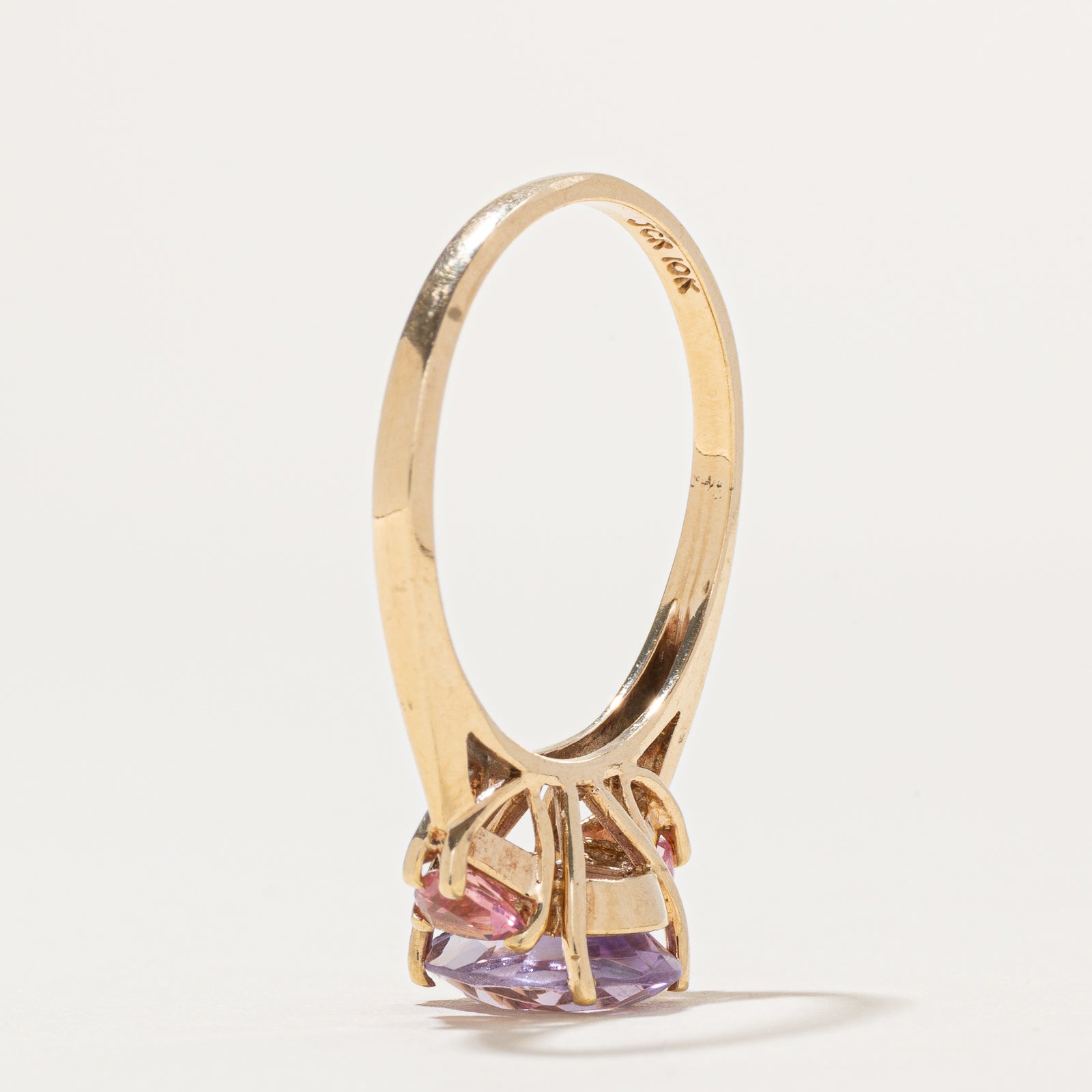 Three Stone Tourmaline & Amethyst Ring | 1.74ctw | SZ 8.75