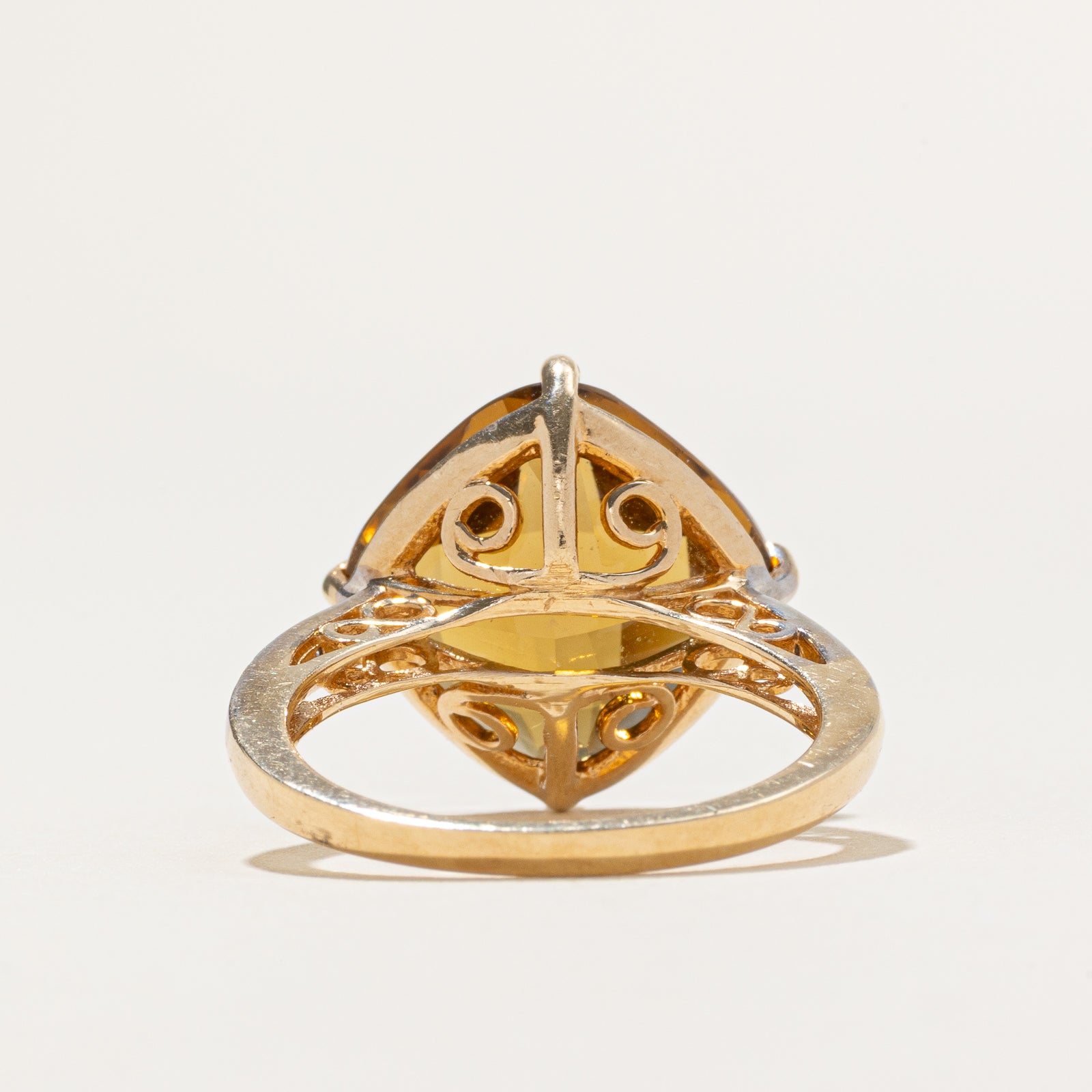 Checkerboard Cut Citrine & Diamond Ring | 6.60ct, 0.02ctw | SZ 7