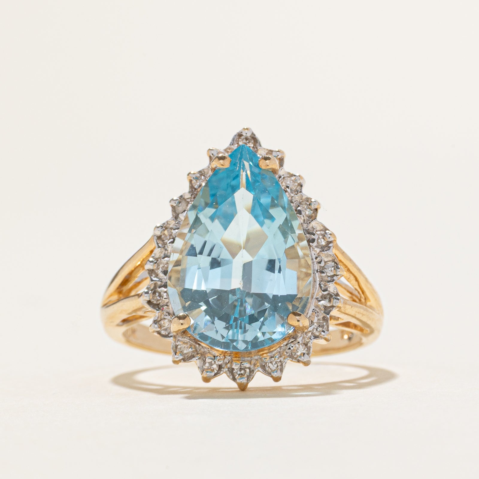 Pear Cut Topaz & Diamond Cocktail Ring | 6.00ct, 0.10ctw | SZ 6.25