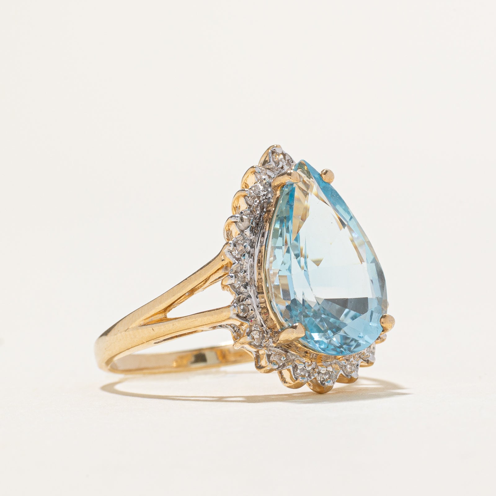 Pear Cut Topaz & Diamond Cocktail Ring | 6.00ct, 0.10ctw | SZ 6.25