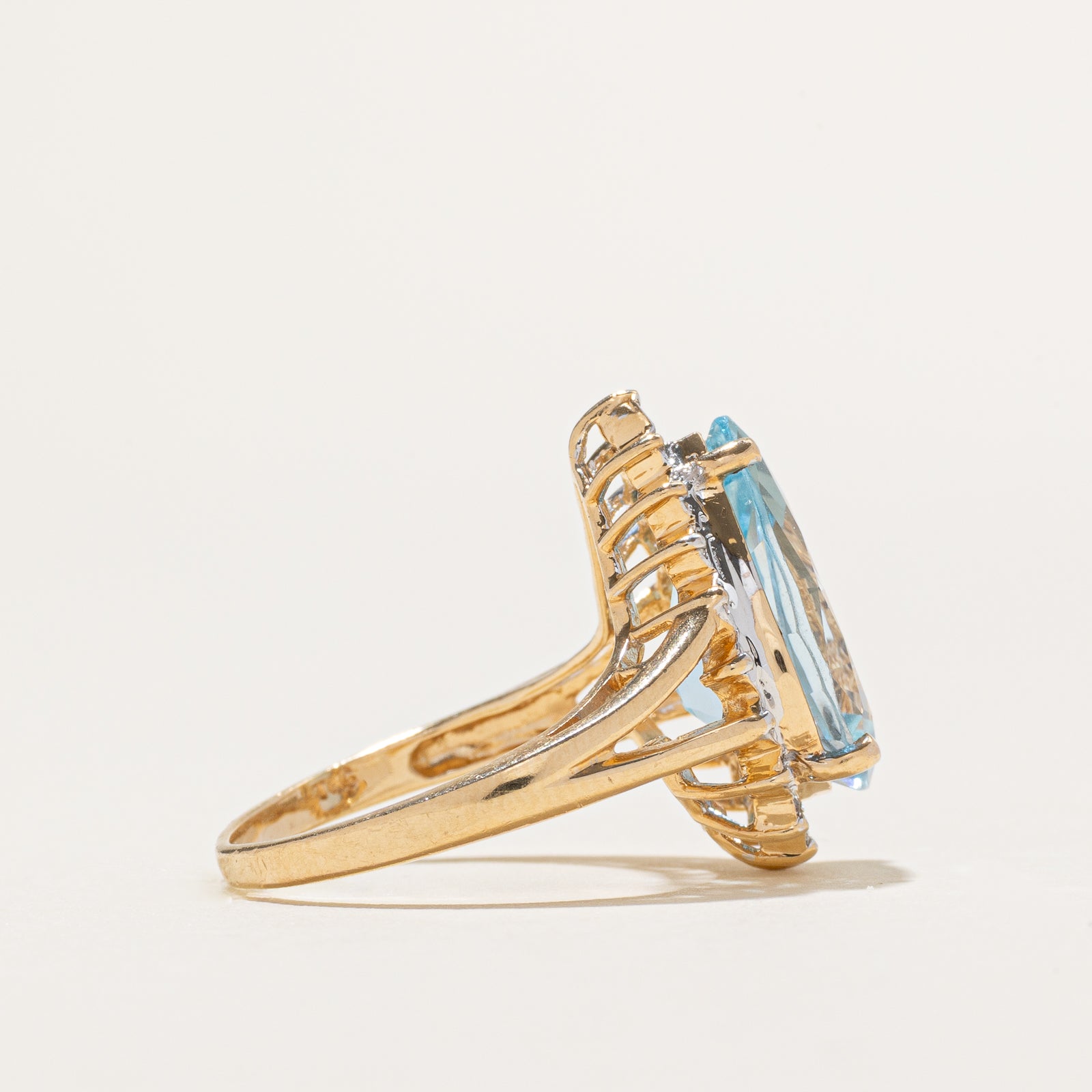 Pear Cut Topaz & Diamond Cocktail Ring | 6.00ct, 0.10ctw | SZ 6.25