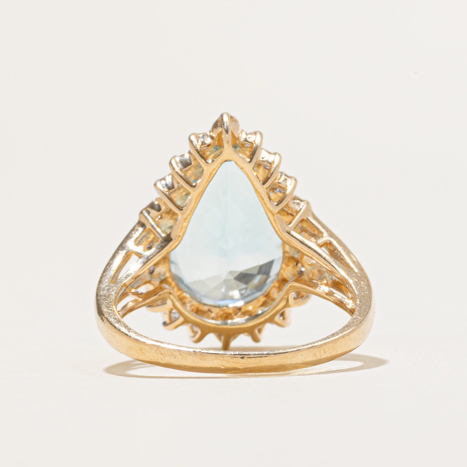 Pear Cut Topaz & Diamond Cocktail Ring | 6.00ct, 0.10ctw | SZ 6.25