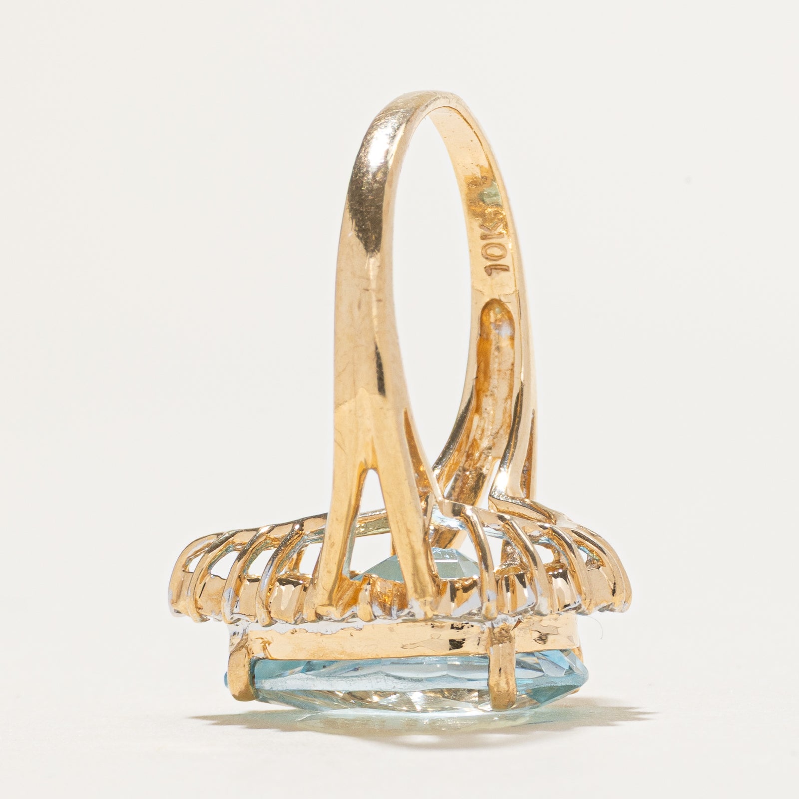 Pear Cut Topaz & Diamond Cocktail Ring | 6.00ct, 0.10ctw | SZ 6.25