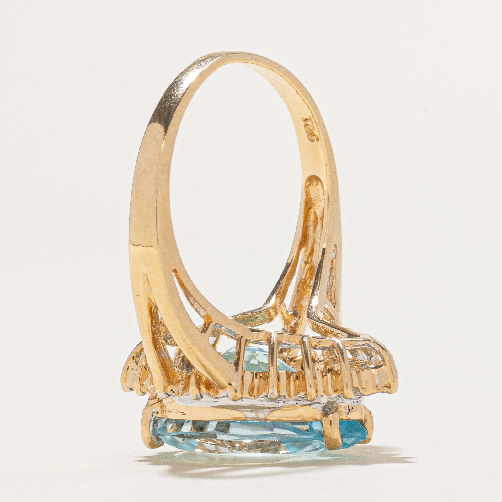 Pear Cut Topaz & Diamond Cocktail Ring | 6.00ct, 0.10ctw | SZ 6.25