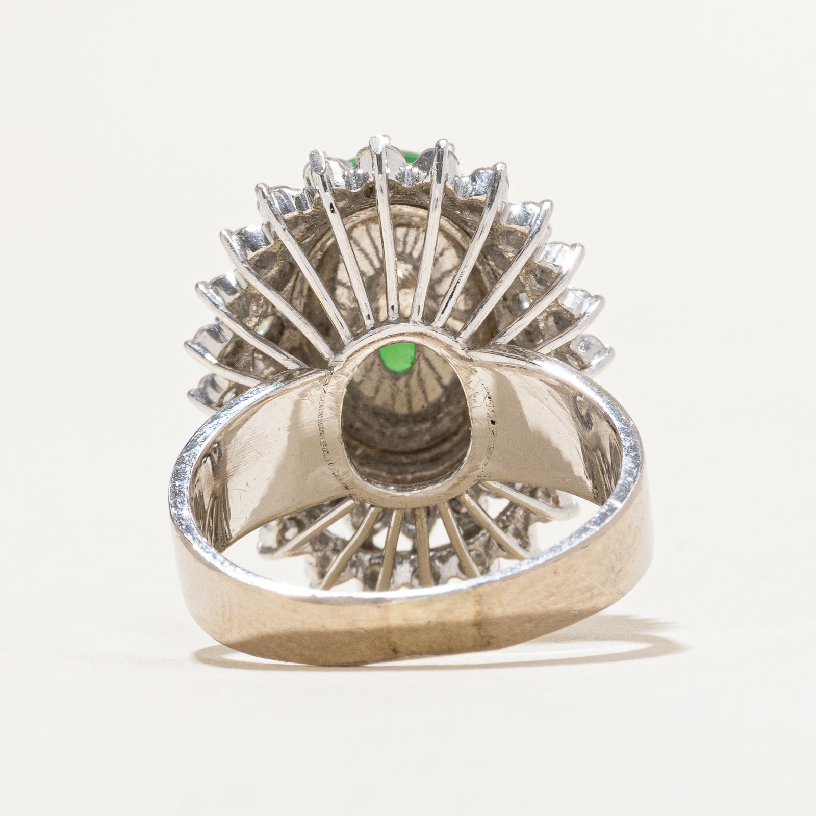Jadeite & Diamond Halo Cocktail Ring | 8.00ct | 0.72ctw | SZ 6.5