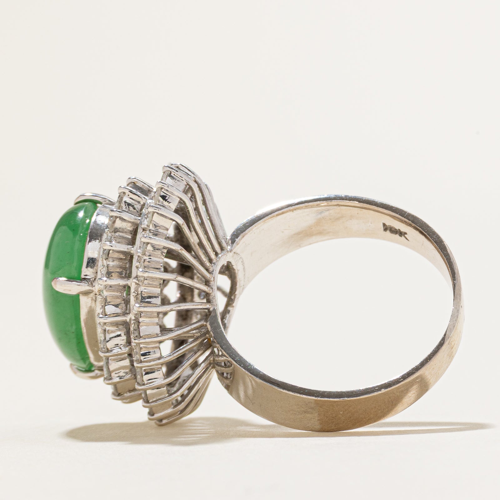 Jadeite & Diamond Halo Cocktail Ring | 8.00ct | 0.72ctw | SZ 6.5