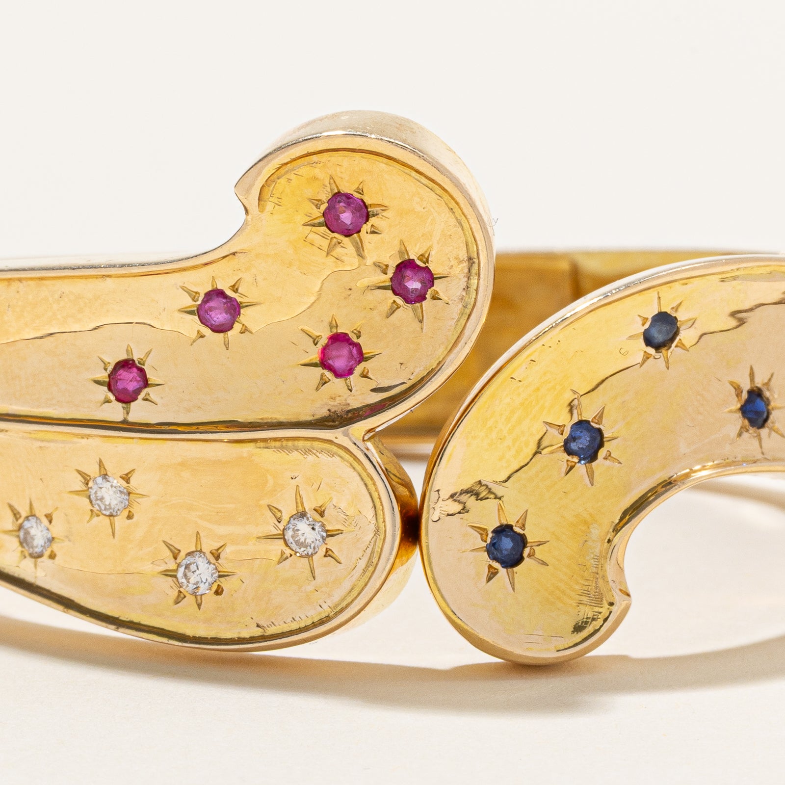 Scattered Ruby, Sapphire & Diamond Bangle | 0.32ctw, 0.12ct | 6.5"