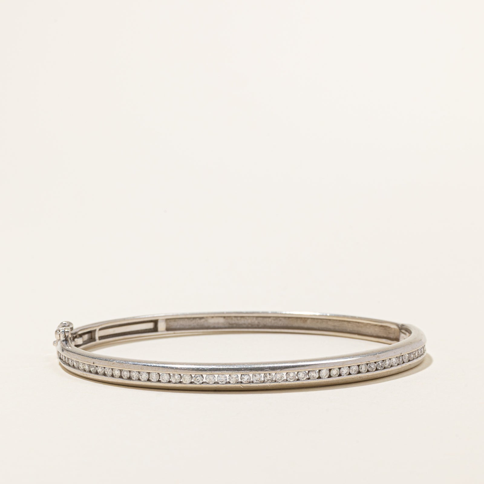 Channel Set Semi Eternity Diamond Bangle | 1.00ctw | 6.5"