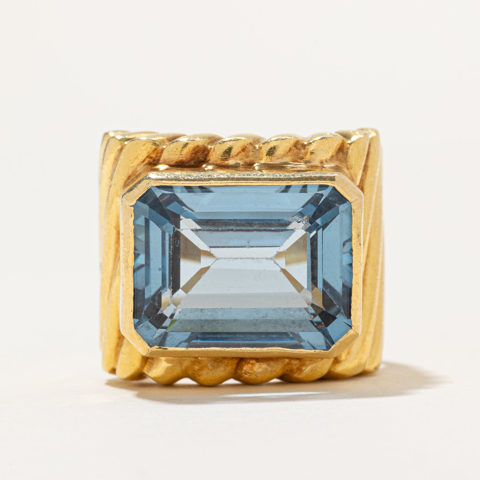 Bezel Set Topaz Grooved Cocktail Ring | 13.00ct | SZ 8.25