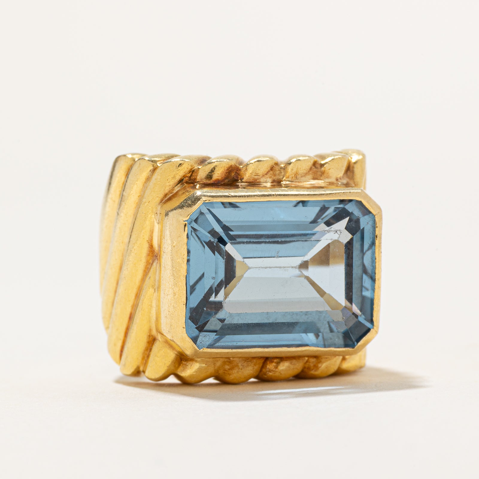 Bezel Set Topaz Grooved Cocktail Ring | 13.00ct | SZ 8.25