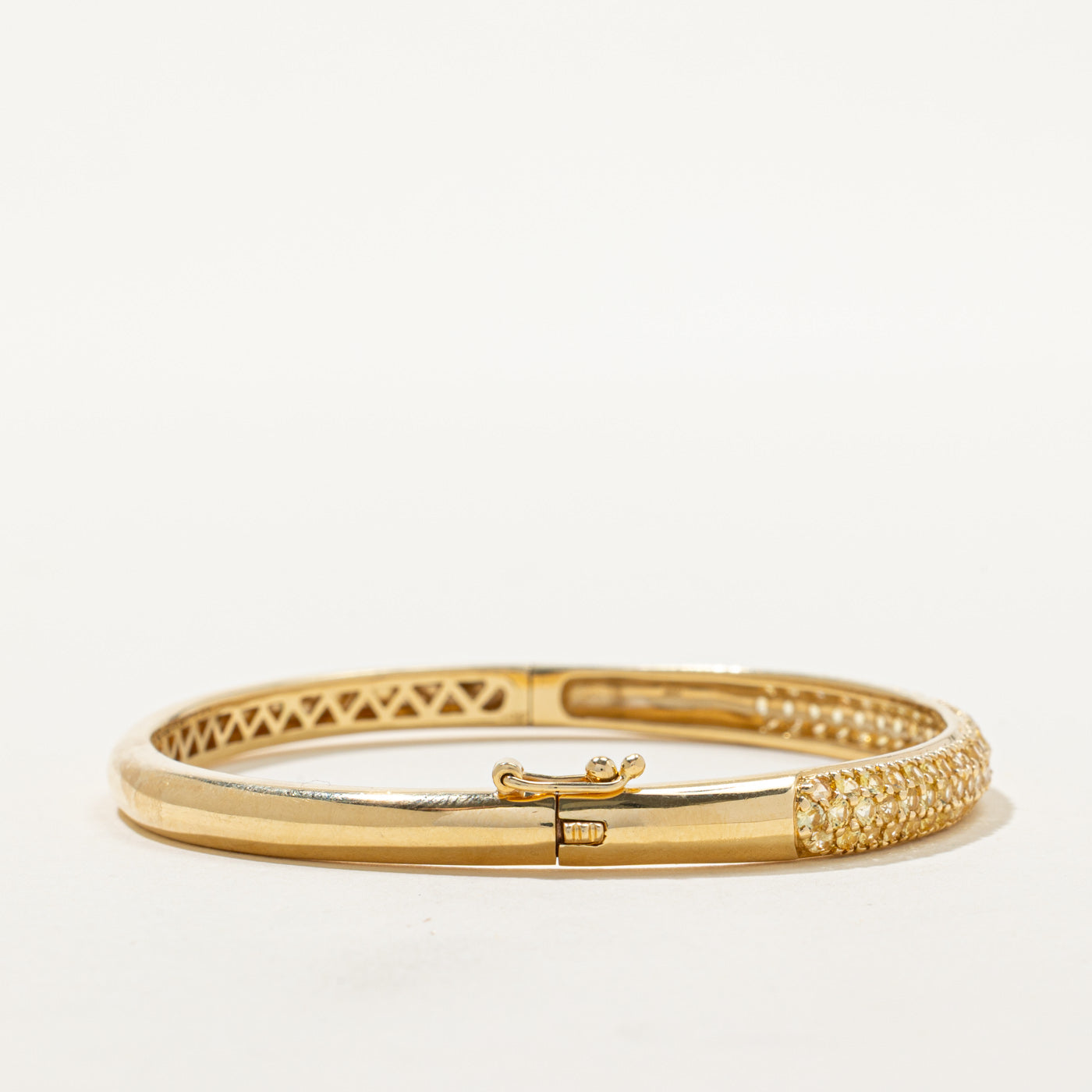 Pavé Set Light Yellow Diamond Bangle | 2.20ctw | 7"