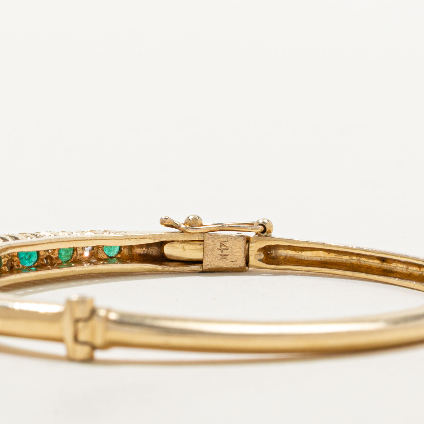 Vintage Emerald & Diamond Bangle | 1.30ctw, 0.50ctw | 5"
