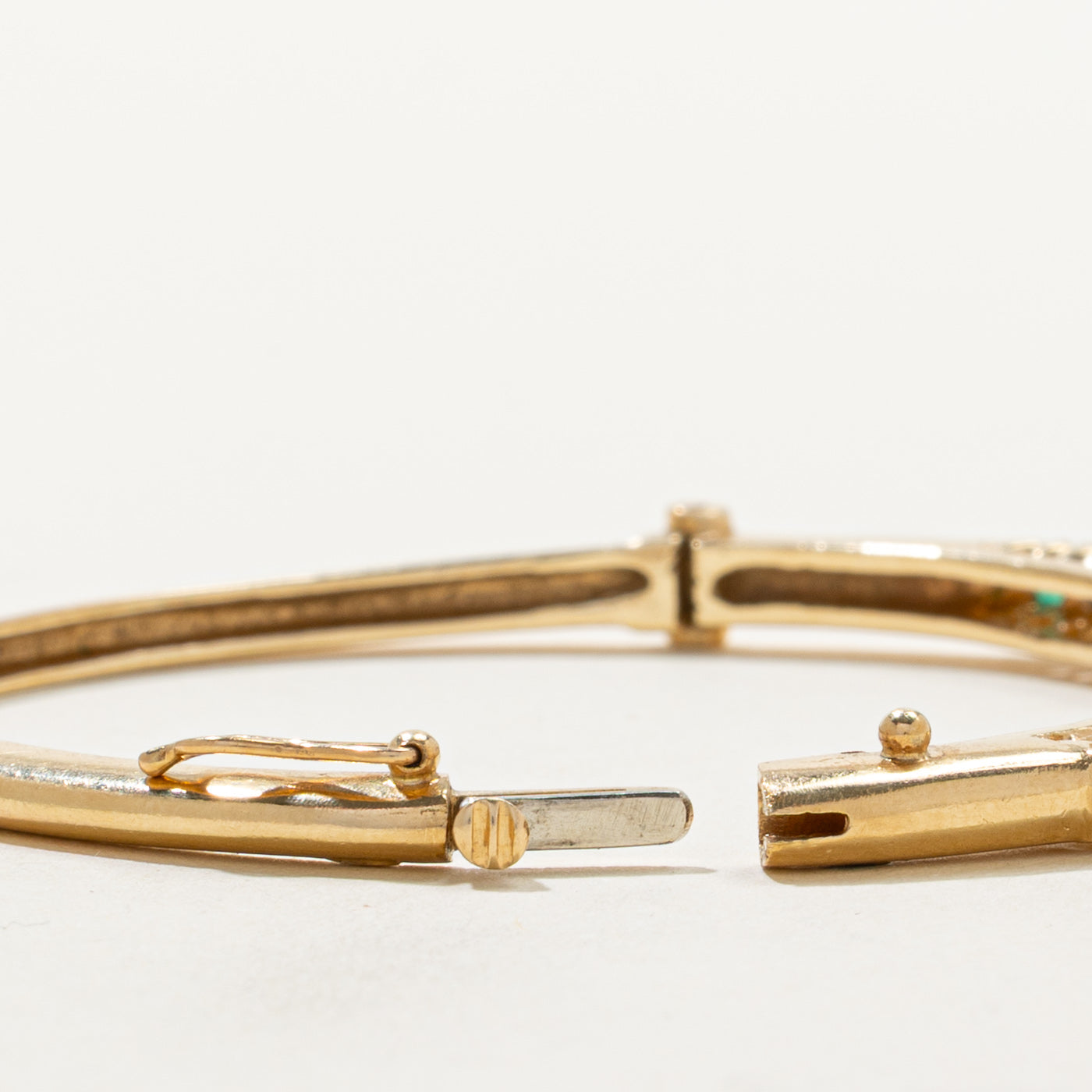 Vintage Emerald & Diamond Bangle | 1.30ctw, 0.50ctw | 5"