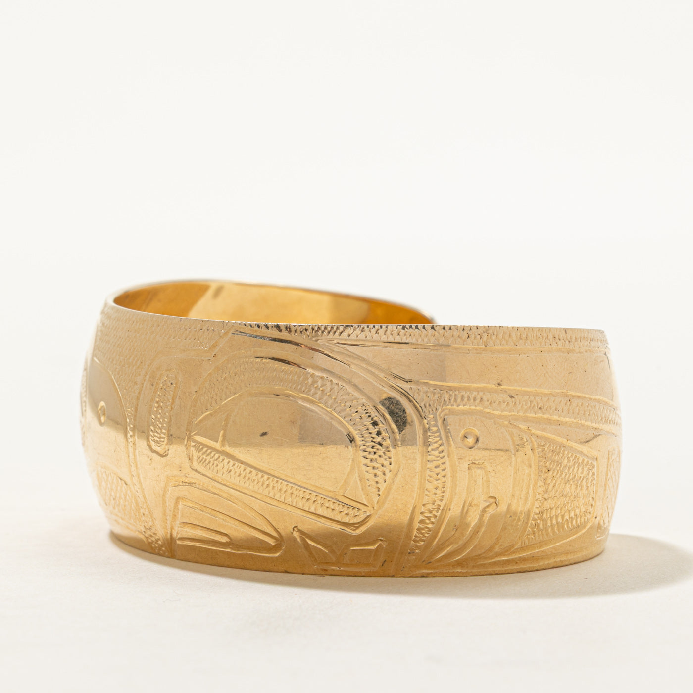 'Thomas Adams' 14k Yellow Gold Indigenous Art Cuff | 6.5"