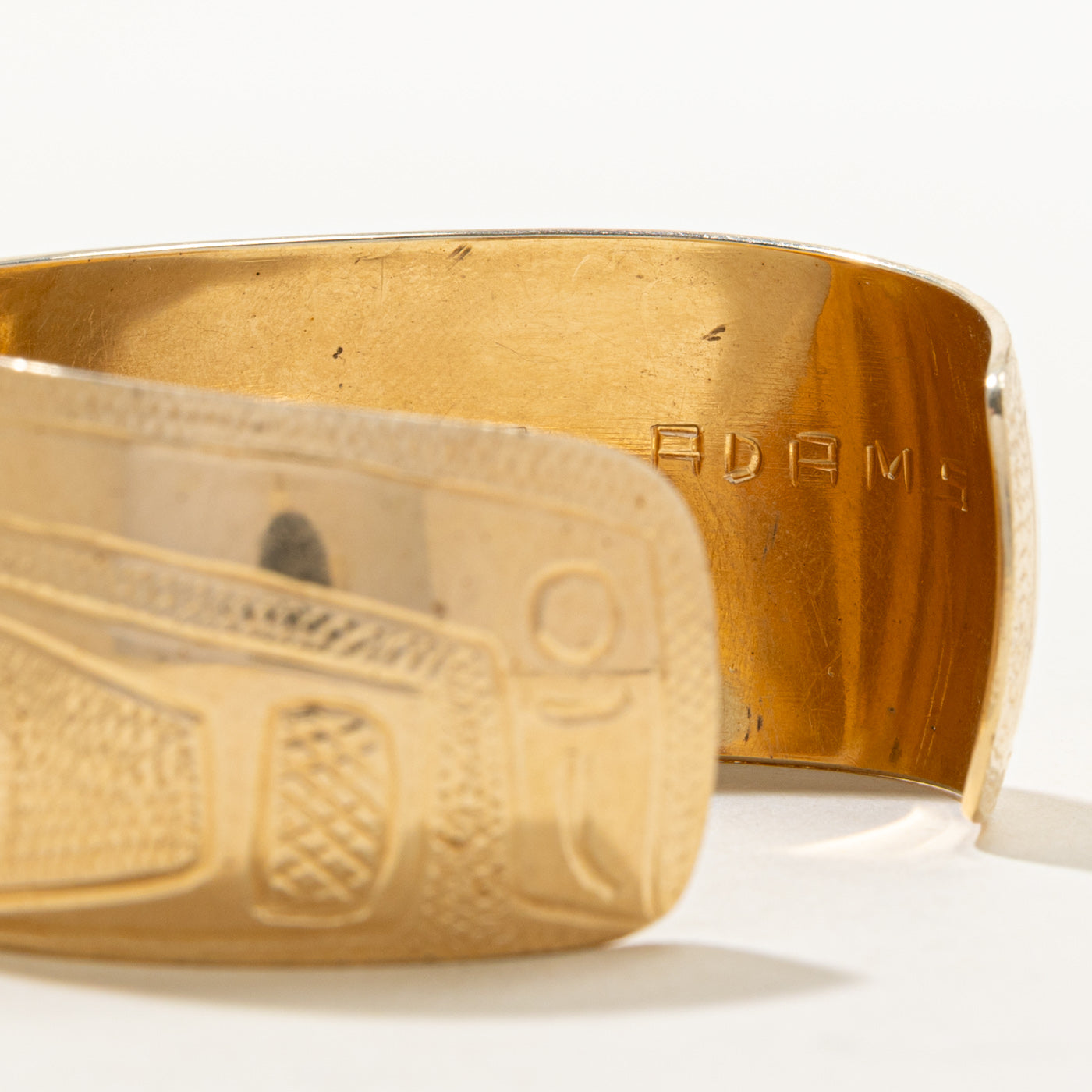 'Thomas Adams' 14k Yellow Gold Indigenous Art Cuff | 6.5"