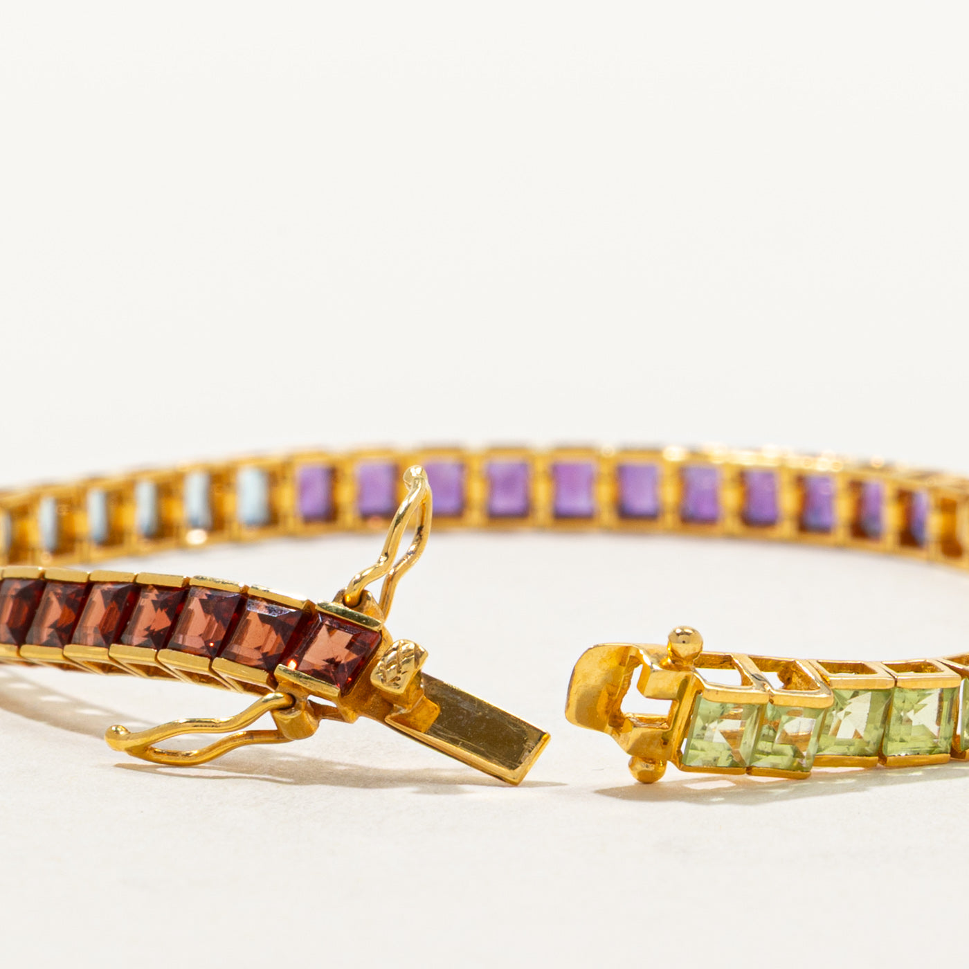 Rainbow Topaz & Garnet Tennis Bracelet | 4.00ctw | 7"