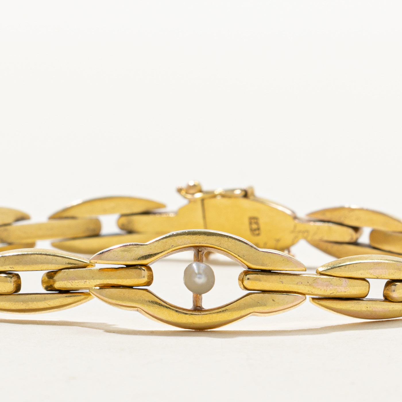 14k Yellow Gold & Seed Pearl Accent Bracelet | 8"