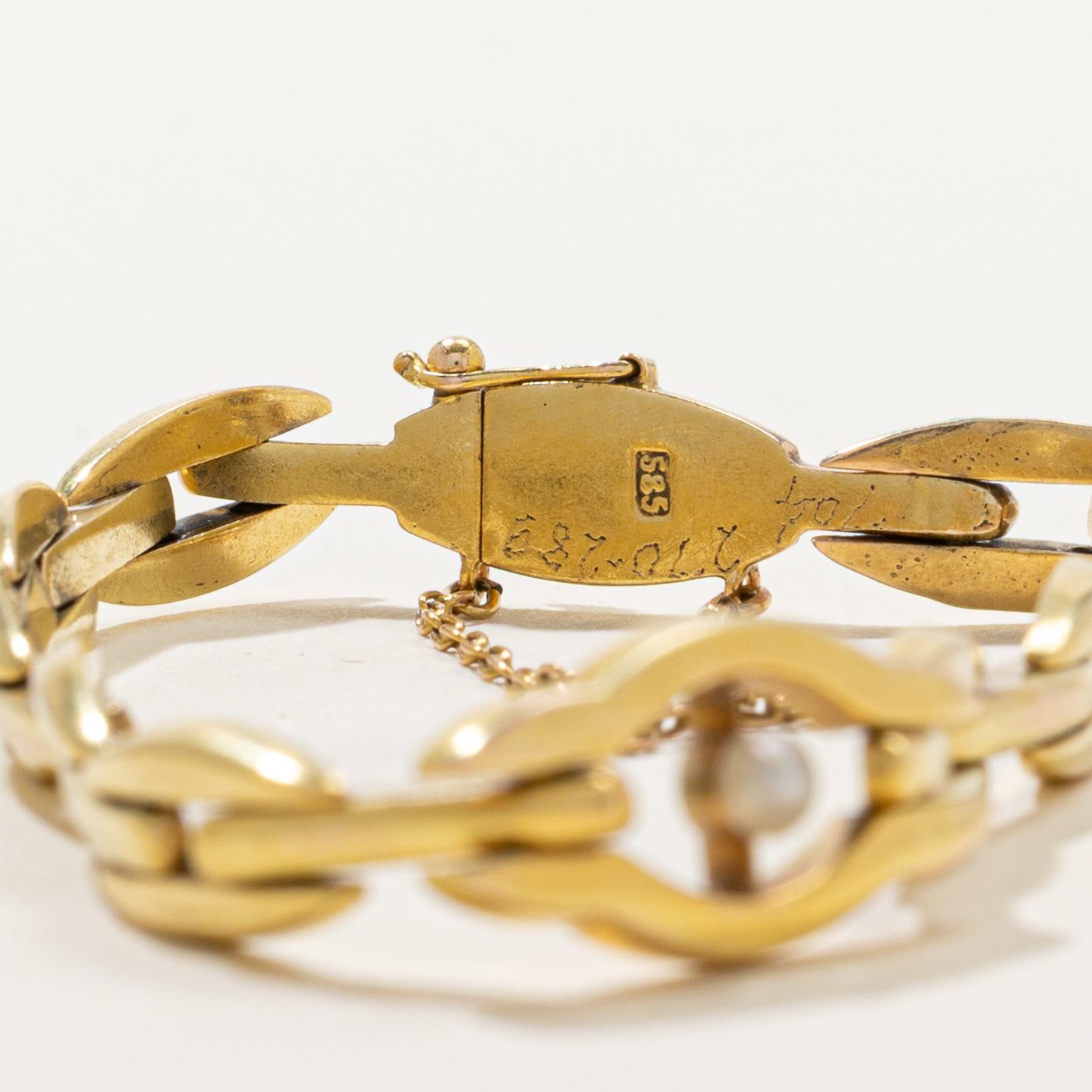 14k Yellow Gold & Seed Pearl Accent Bracelet | 8"