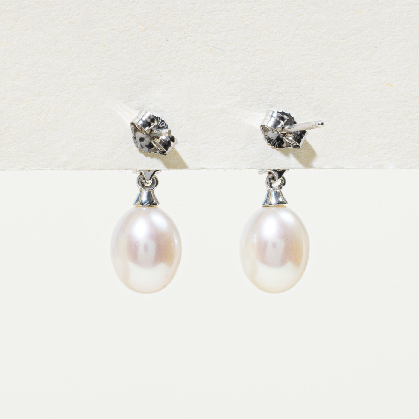 Diamond Cluster & Pearl Drop Earrings | 0.10ctw