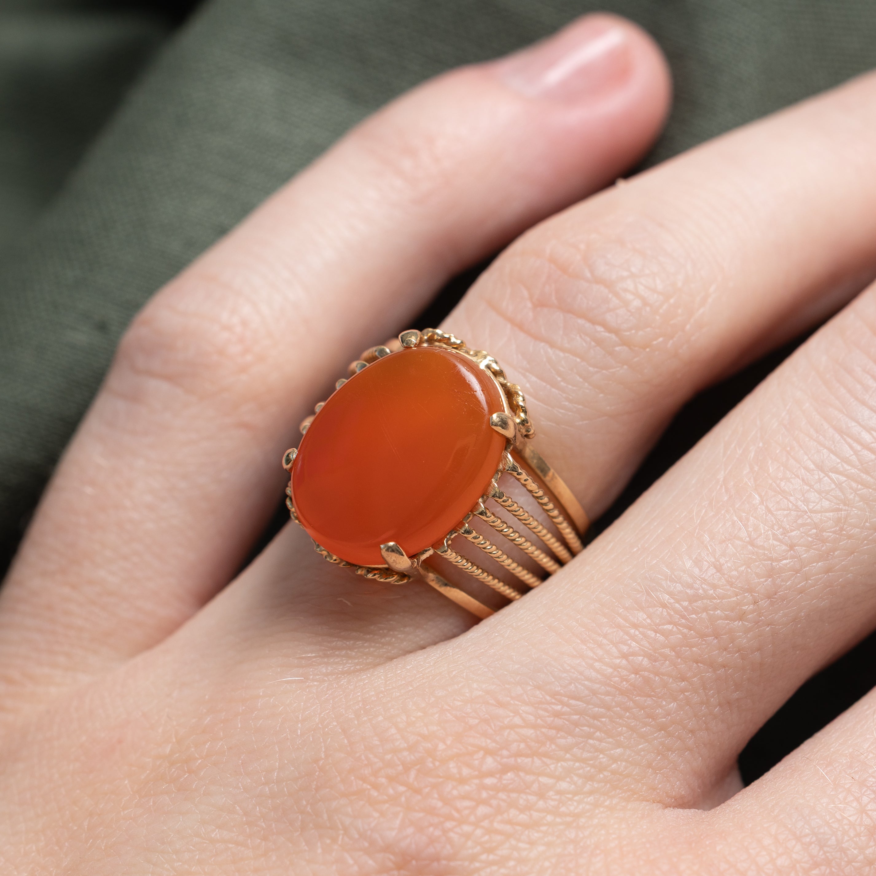 Carnelian Openwork Cocktail Ring | 5.50ct | SZ 5.75