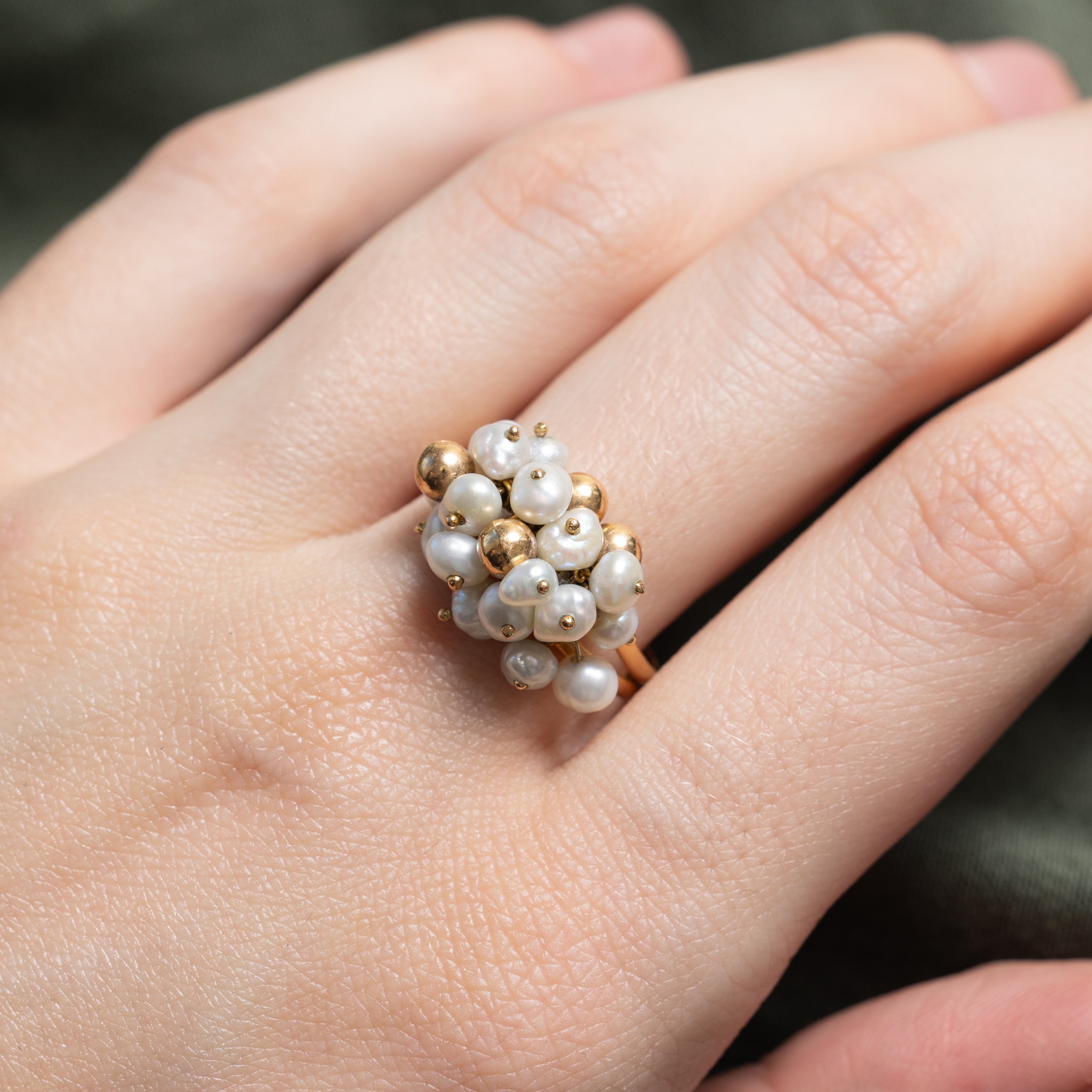 Potato Pearl & Bead Cluster Ring | SZ 8.5
