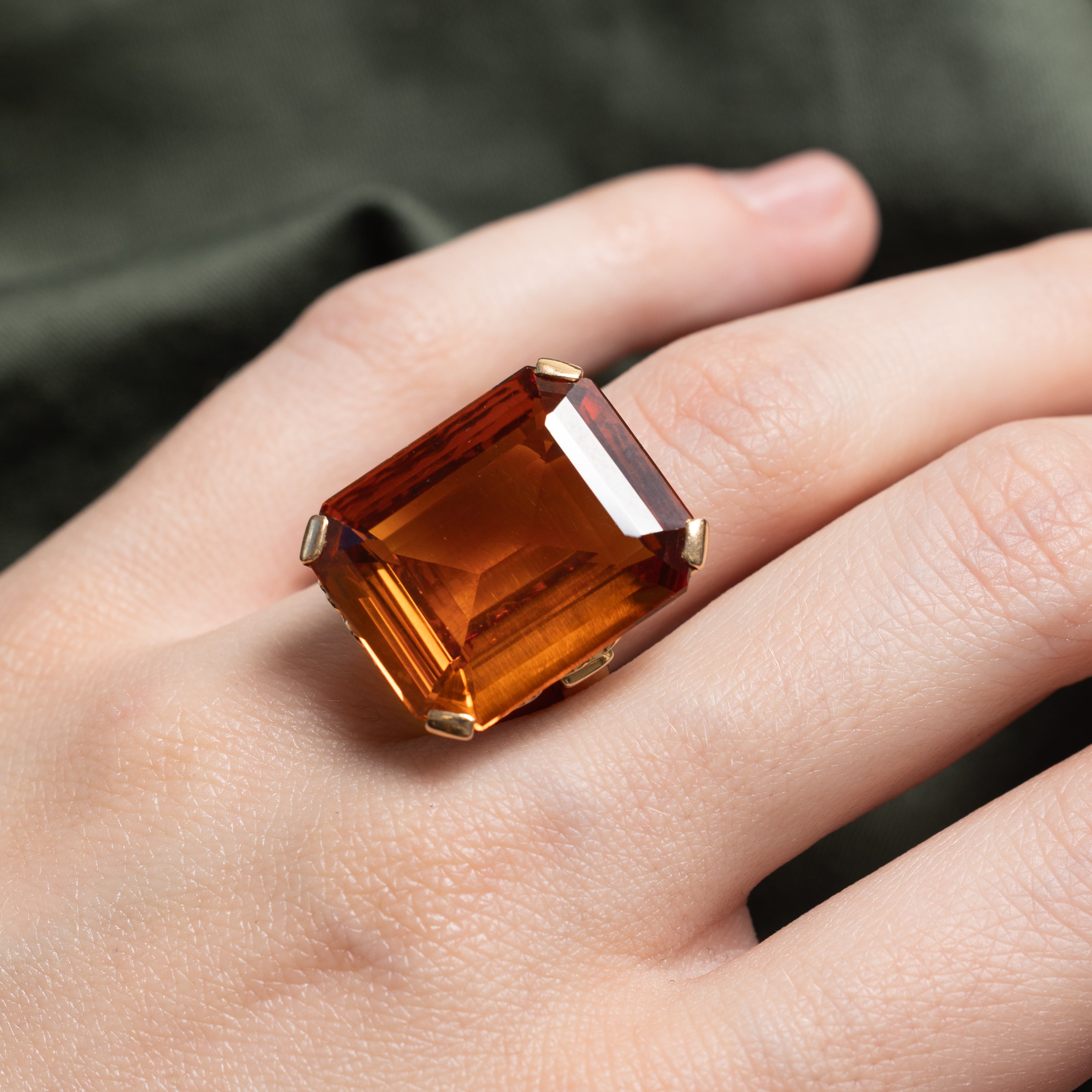 Synthetic Orange Sapphire Cocktail Ring | 30.00ct | SZ 3.5
