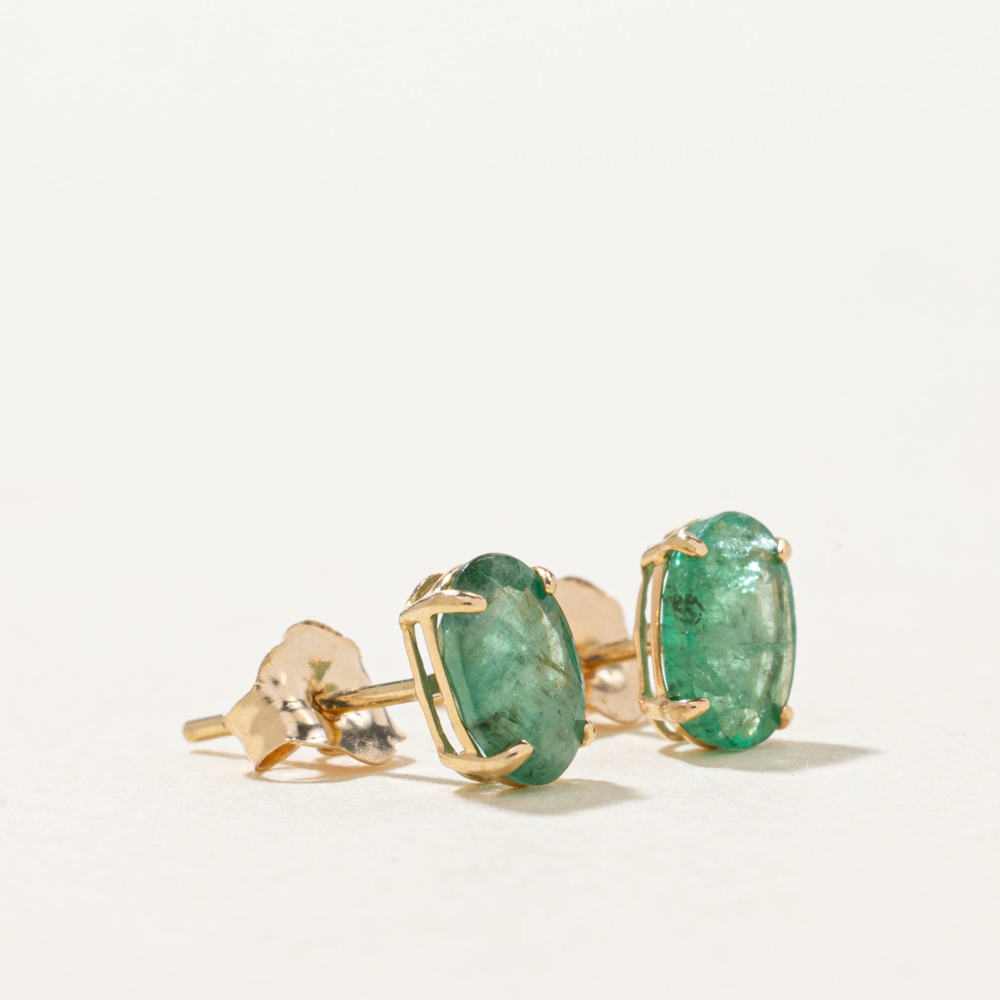 Oval Cut Green Emerald Stud Earrings | 0.50ctw