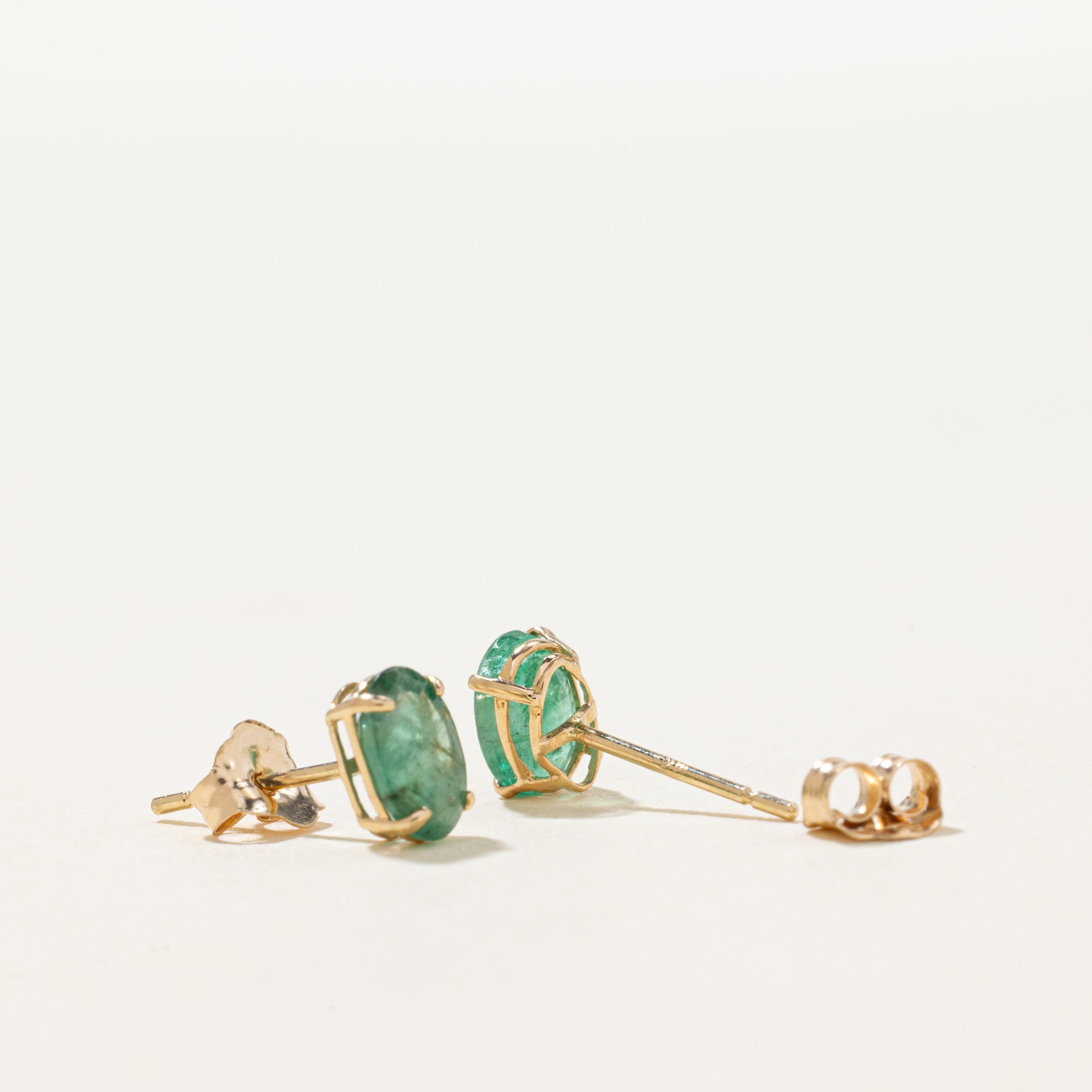 Oval Cut Green Emerald Stud Earrings | 0.50ctw