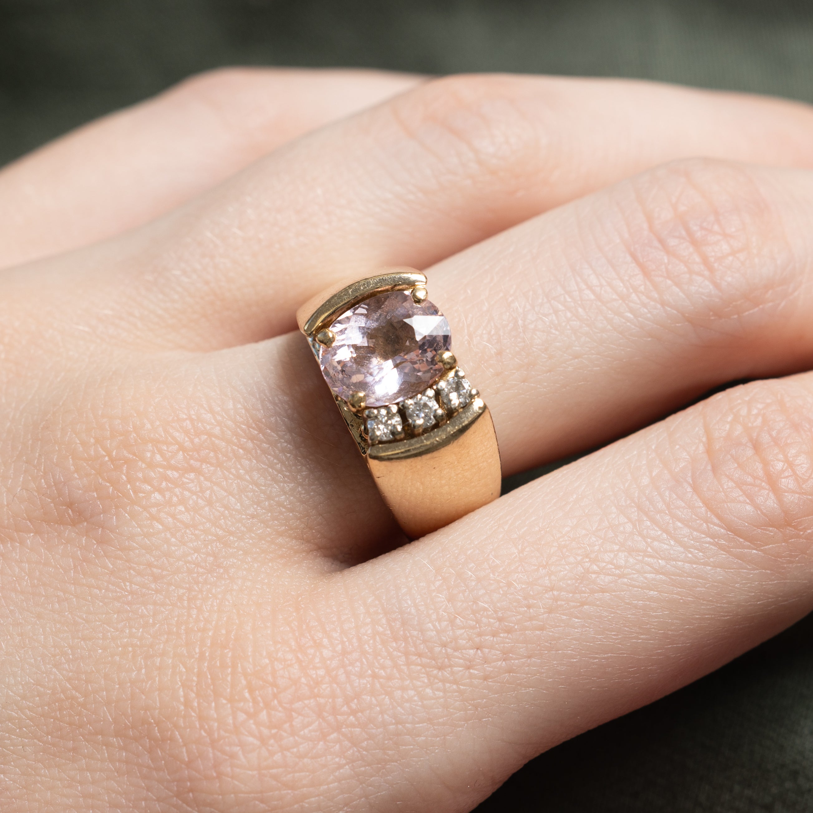 Morganite & Diamond Chunky Ring | 2.00ct, 0.10ctw | SZ 8