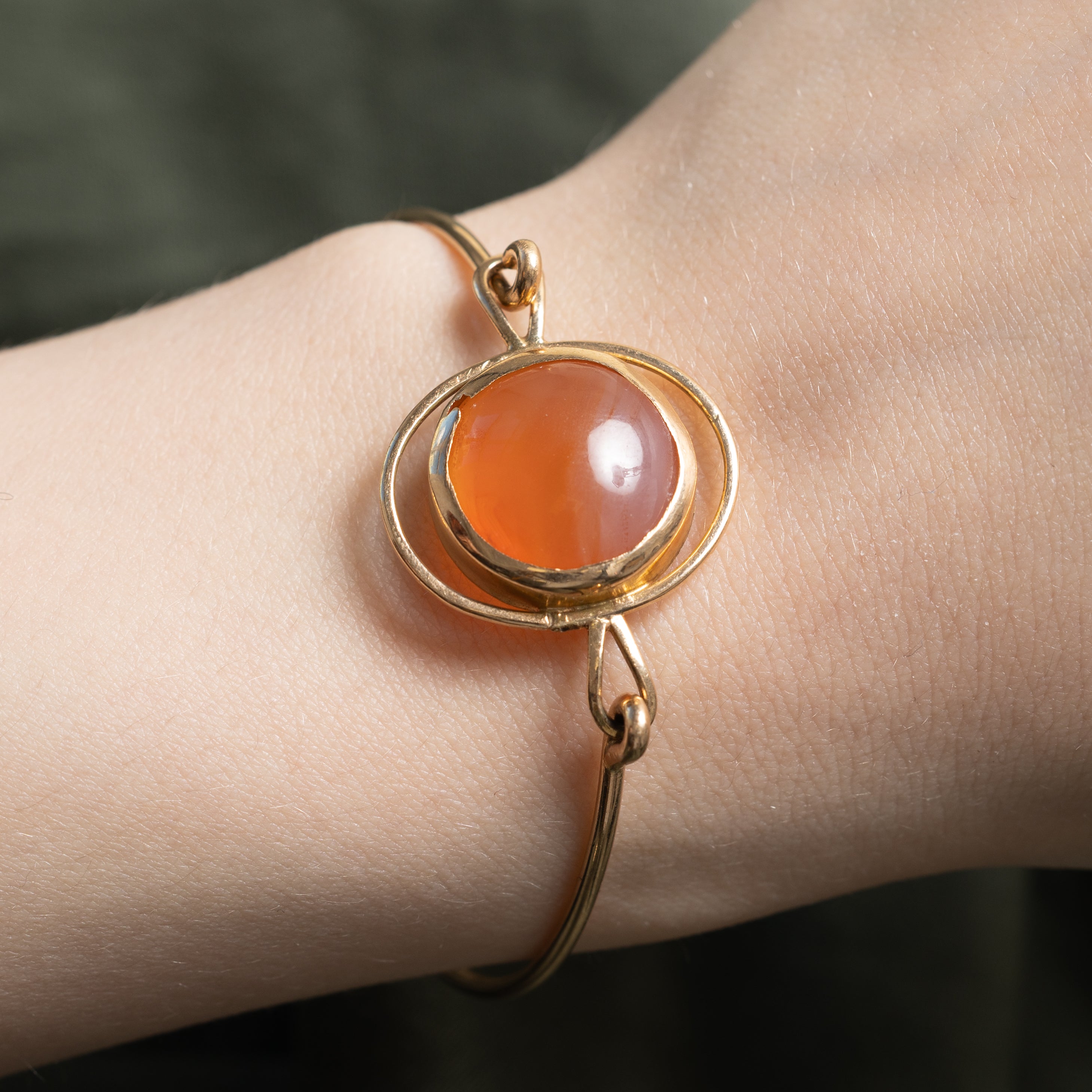 Bezel Set Carnelian Thin Bangle | 11.00ct | 6.5"