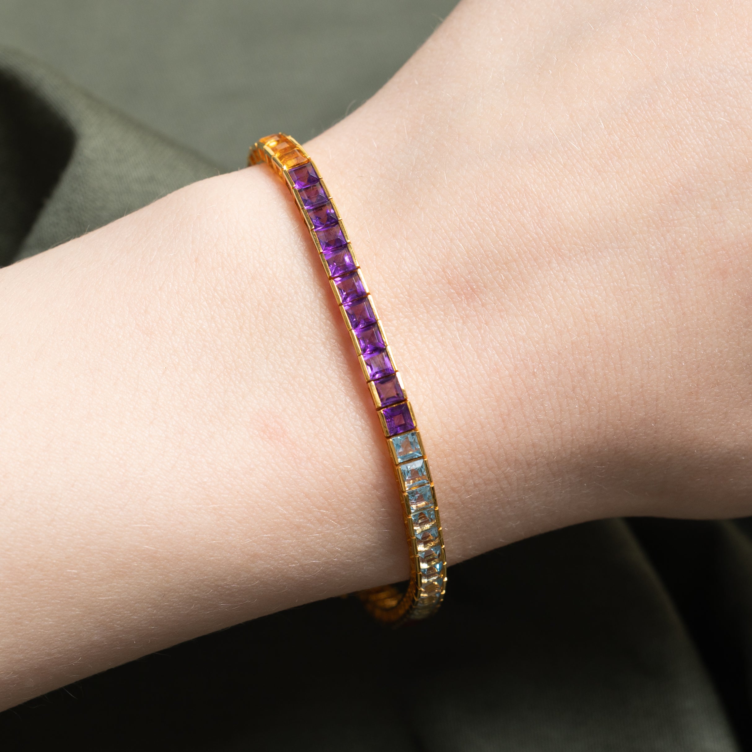 Rainbow Topaz & Garnet Tennis Bracelet | 4.00ctw | 7"