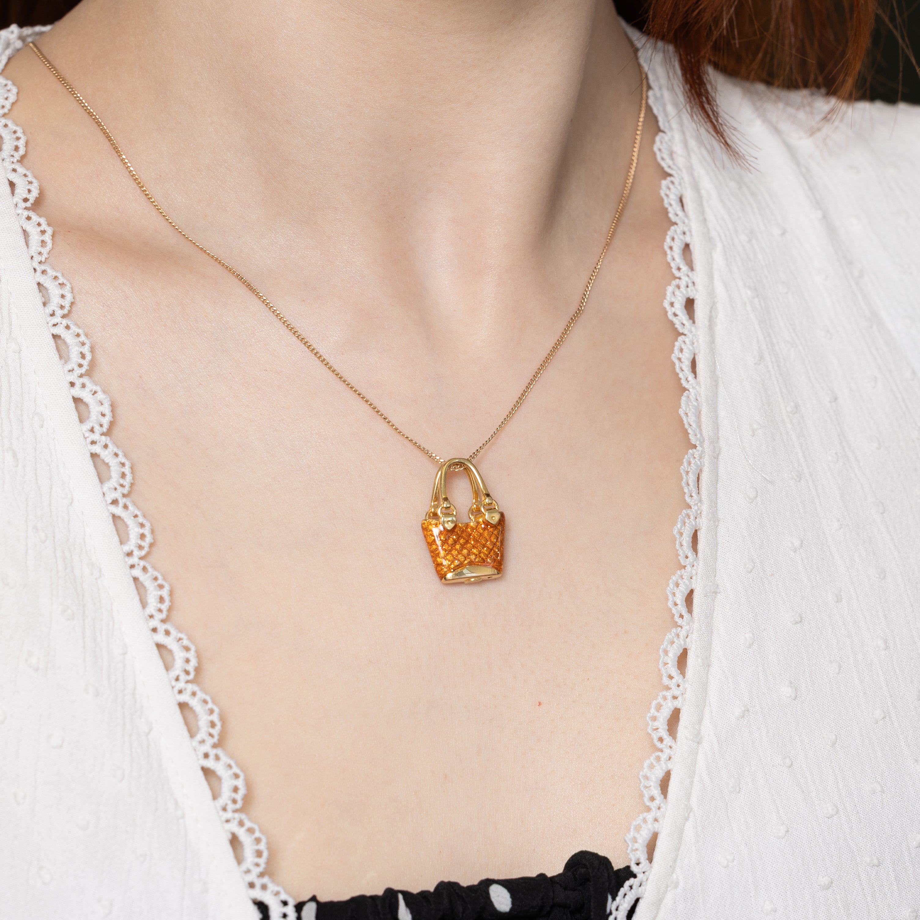 14k Yellow Gold Enamel Purse Pendant