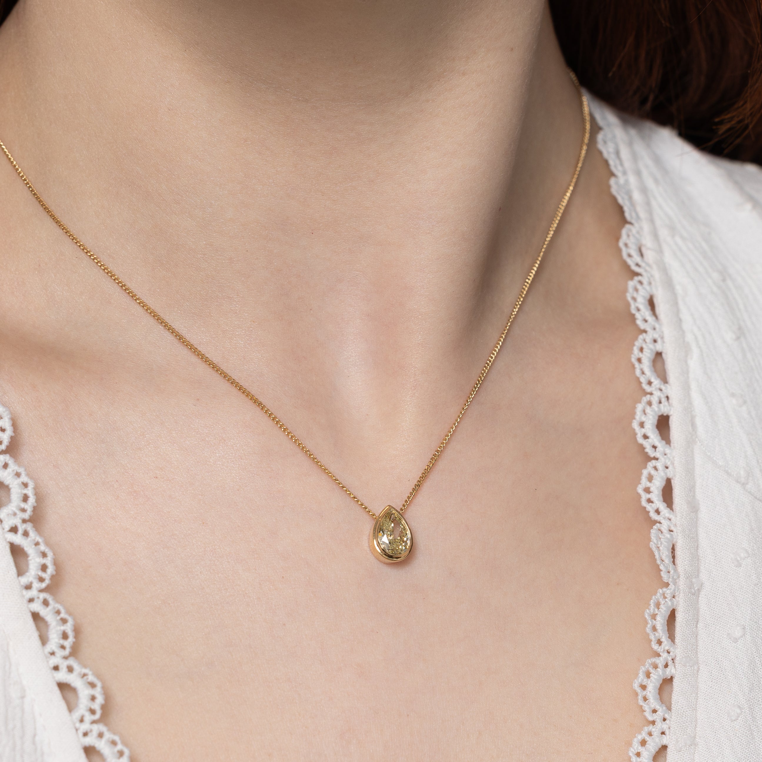 GIA-graded Fancy Yellow Natural Diamond Necklace | GIA 1.08ct Fancy Colour | 16"